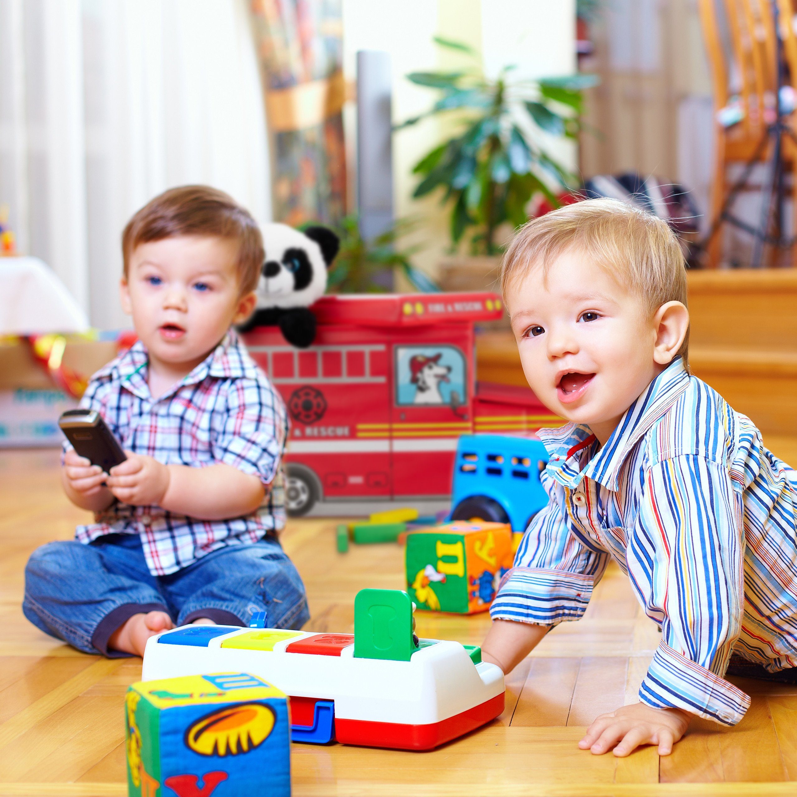 relaxdays Sitzkiepe Sitzbox für Kinder, School Bus
