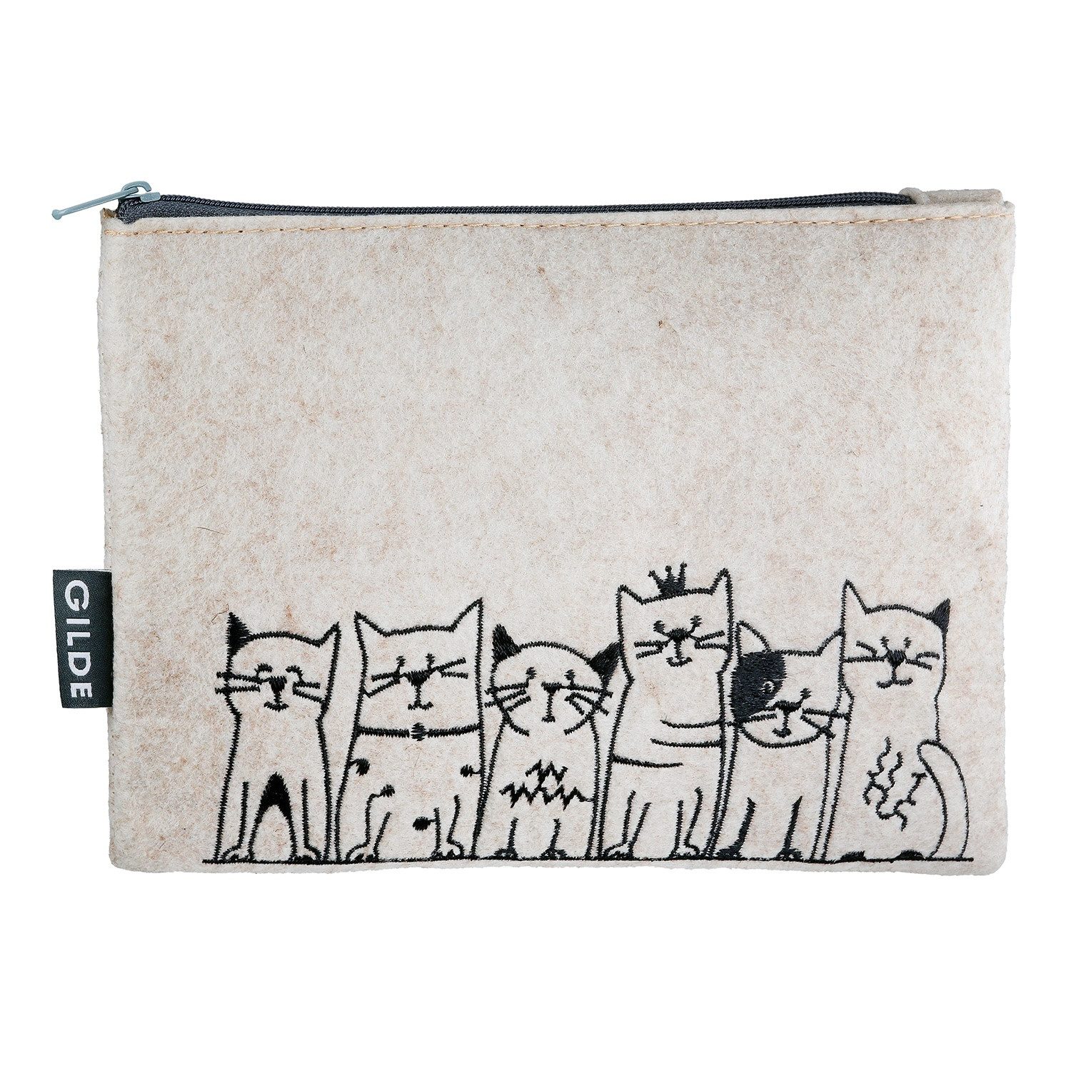 LK Trend & Style Aufbewahrungstasche Täschchen Katzenbande 2fach sort., 20x15 cm, Die bestickte Oberfläche verleiht dem Beutelchen eine besondere Haptik