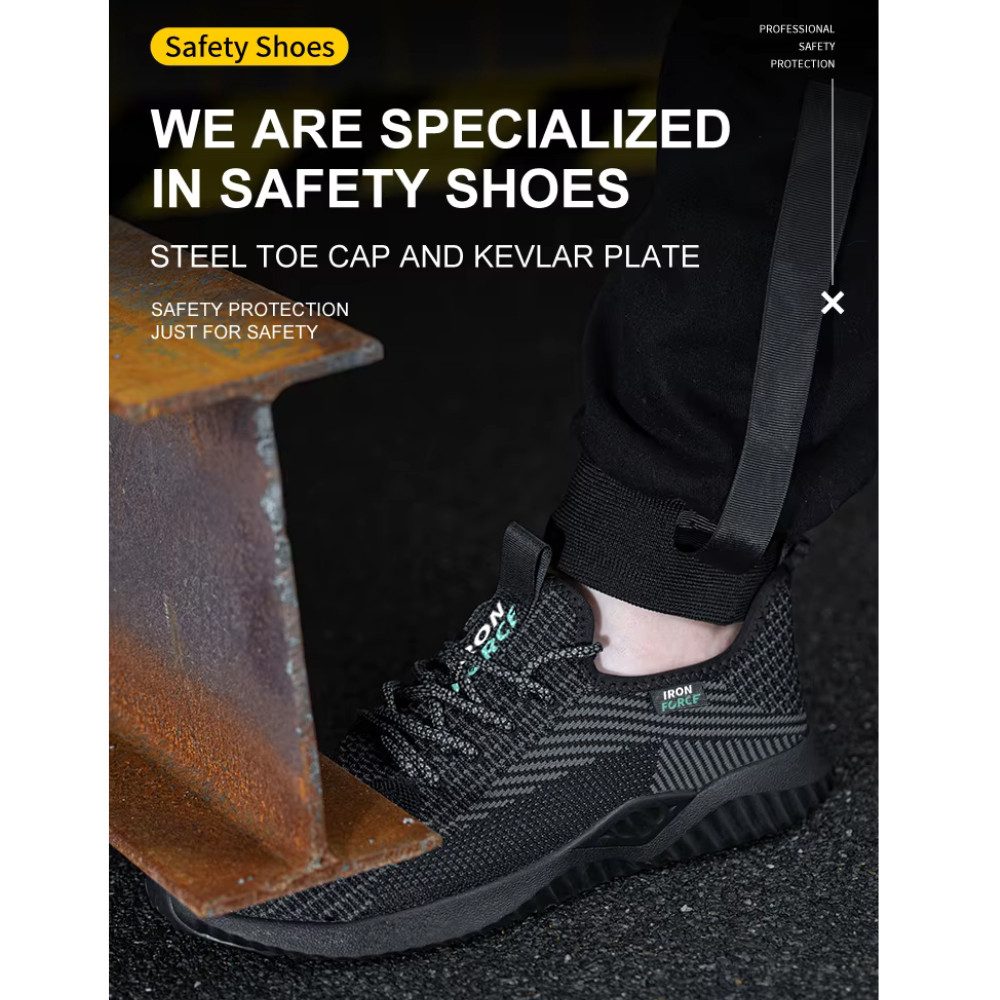 IRON FORCE S1 / S1P oder SBP - jeweils CE ISO zertifizierter Sicherheitsschuh (durchtrittsicher, bequem, leicht, rutschfest, atmungsaktiv) Stahlkappenschuhe Arbeitsschuhe Berufsschuhe sportlich elegant