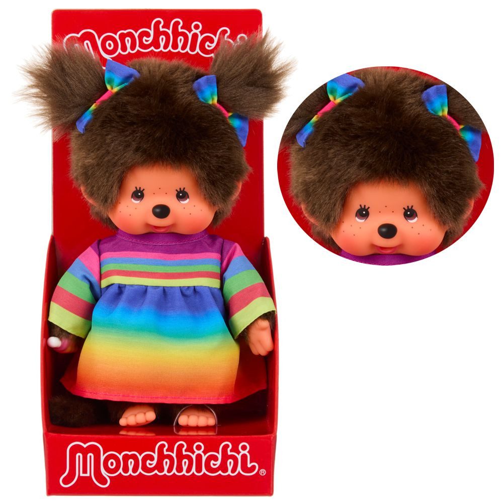 Monchhichi Plüschfigur Mädchen im Regenbogen-Kleid 20 cm Monchhichi Puppe z günstig online kaufen