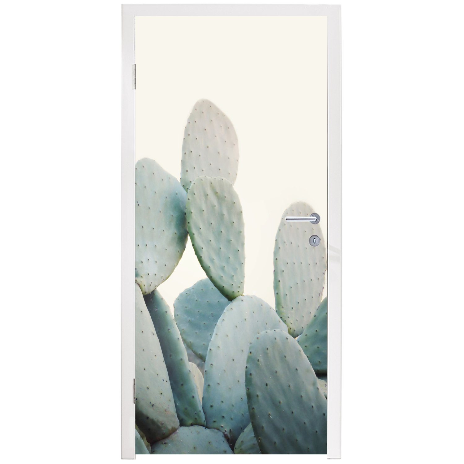 Türtapete cm Fototapete MuchoWow - Grün Natur, Türaufkleber, Matt, bedruckt, Kaktus für (1 St), Tür, 75x205 - - Pflanze