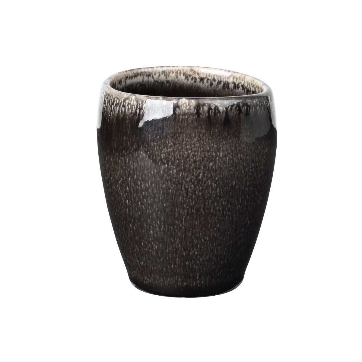Broste Copenhagen Espressotasse NORDIC COAL Espresso Becher ohne Henkel 0,1 l, Steingut mit reaktiver Glasur, Nordic Coal Espressobecher