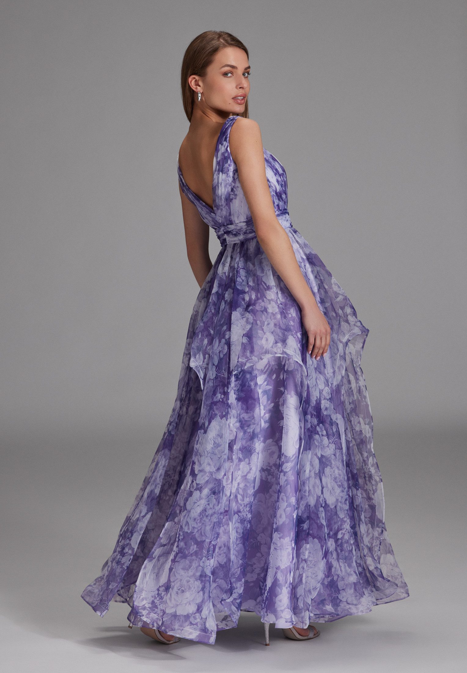 Hey Kyla Abendkleid - Organza Printkleid mit Volants A-Linie günstig online kaufen