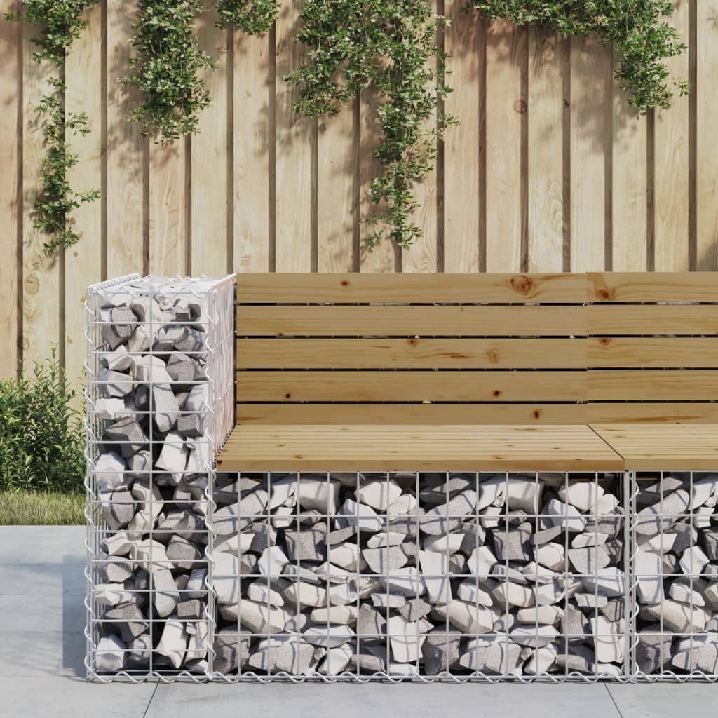 vidaXL Gartenbank Gartenbank aus Gabionen 92x71x65,5 cm Kiefernholz Imprägniert (1-St)