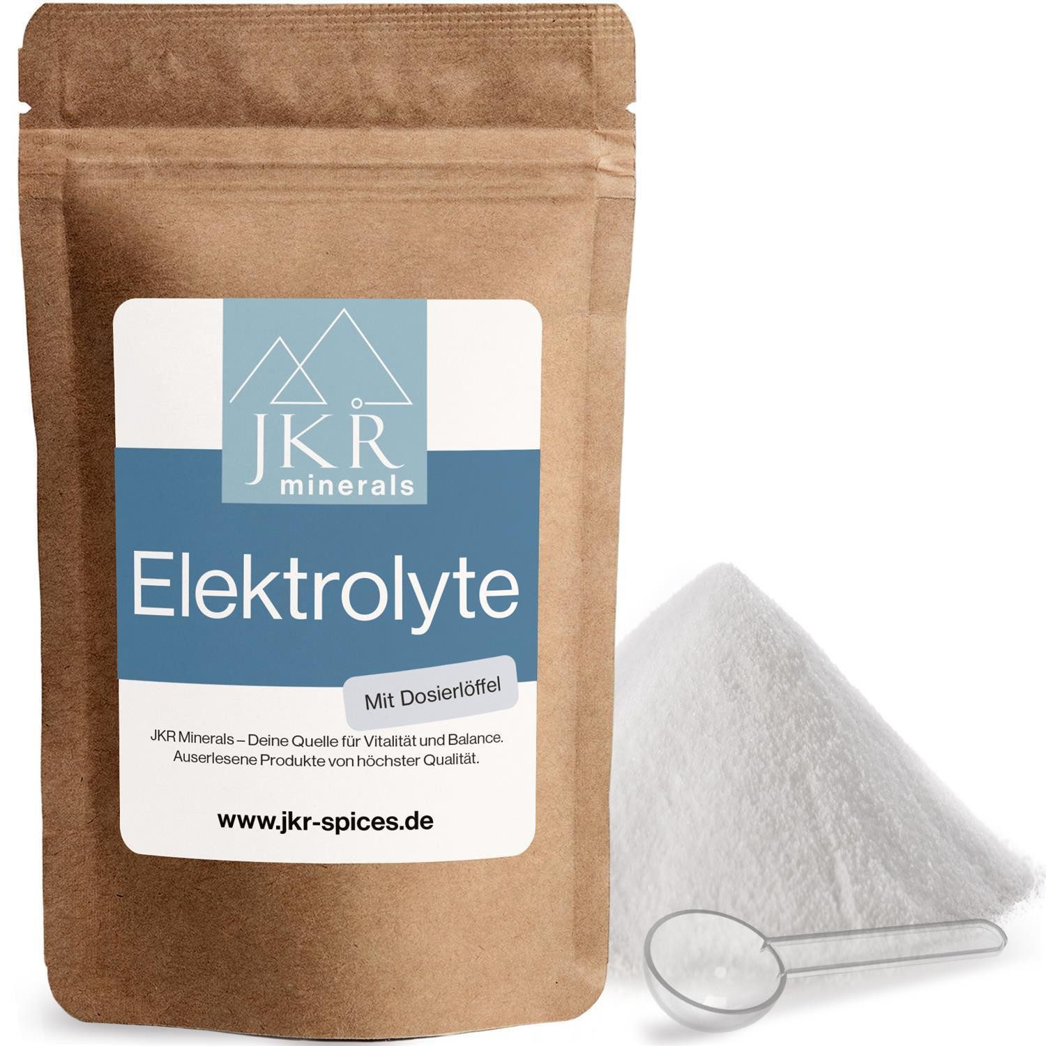 JKR Spices JKR Mineras Elektrolyte Pur 200g Einen gestrichenen Messlöffel (4 g) in 300 ml Wasser geben und 30 Sekunden gründlich verrühren., 1 er