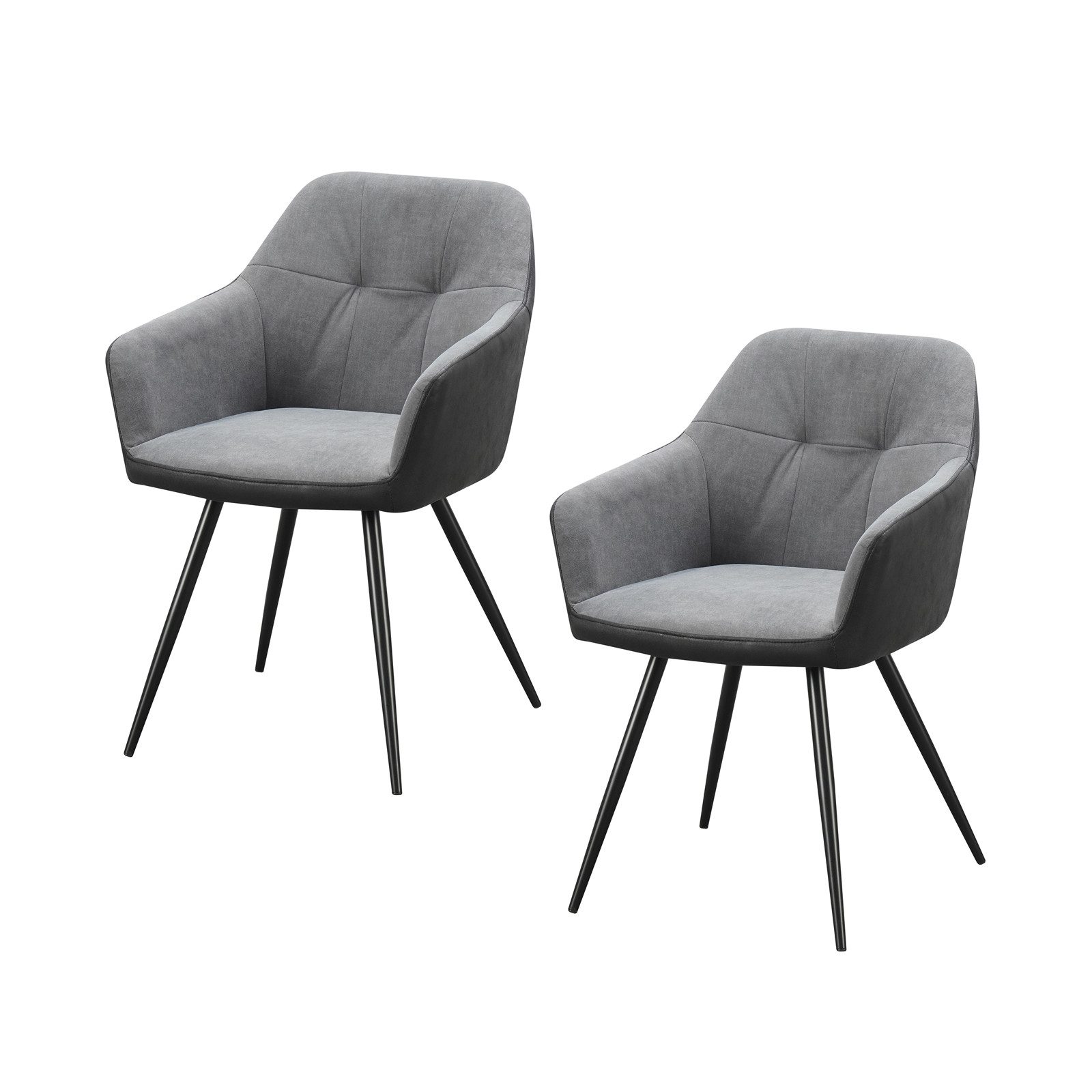HTI-Living Esszimmerstuhl Esszimmerstuhl 2er Set Anthrazit/Grau günstig online kaufen