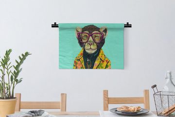 MuchoWow Wanddekoobjekt Design - Rosa - Brille - Affe - Tiere, Wanddeko für Wohnzimmer, Schlafzimmer, Kleid, Wandbehang, Kinderzimmer
