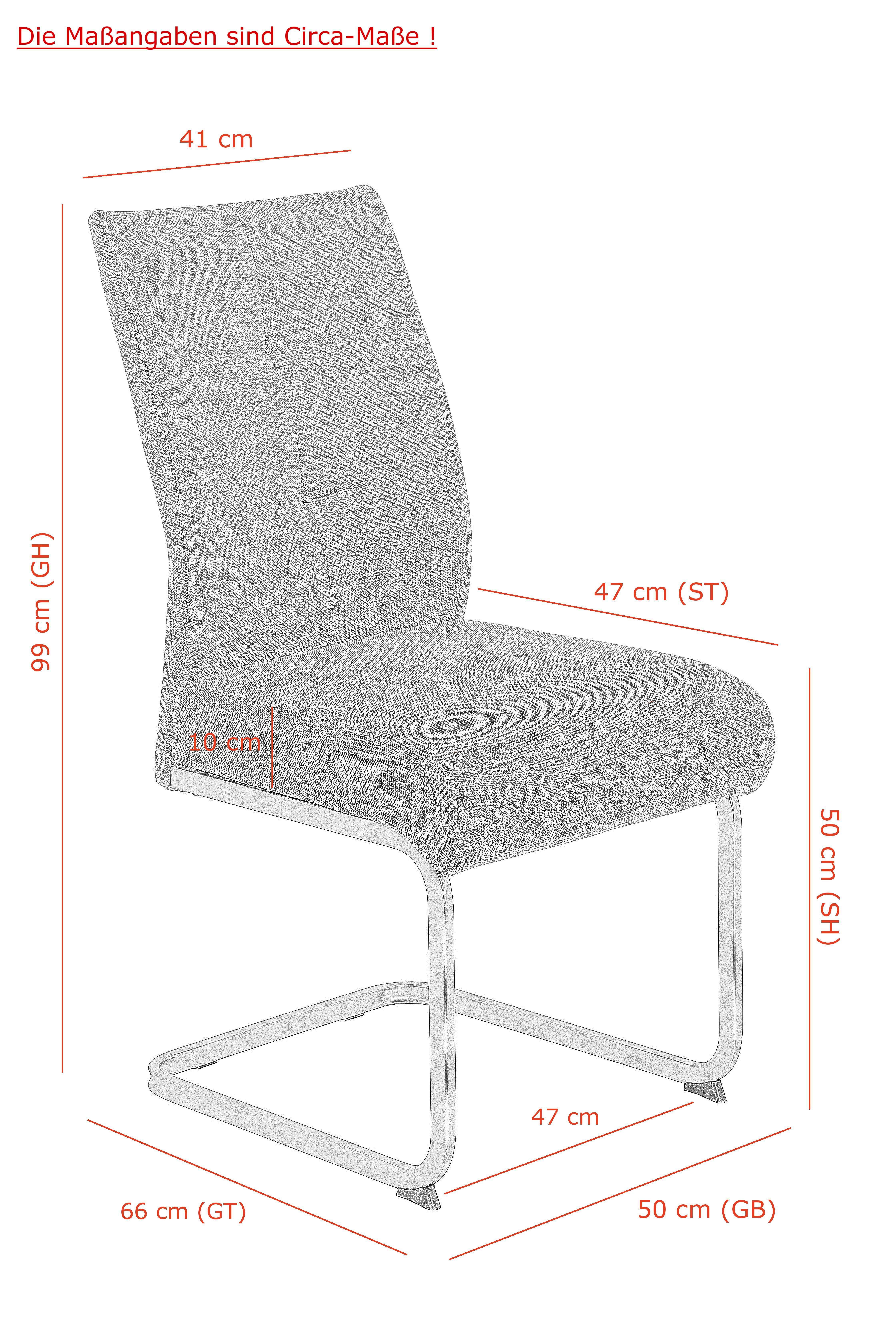 St), Freischwinger Federkern Anthrazit bequeme HELA Sitzbreite Ines (Set, 2 Polsterung und