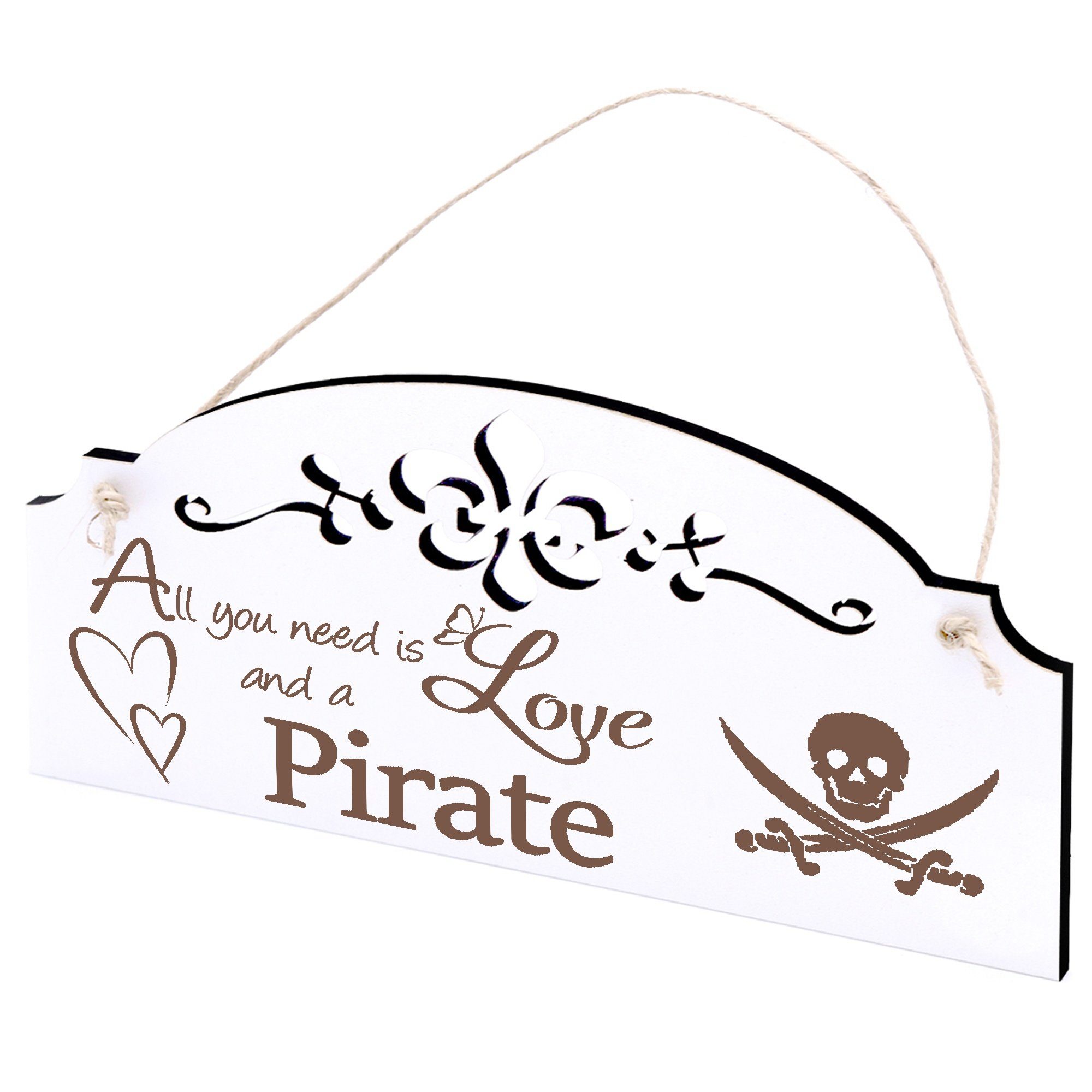 Dekolando Hängedekoration Piratenzeichen Deko 20x10cm All you need is Love