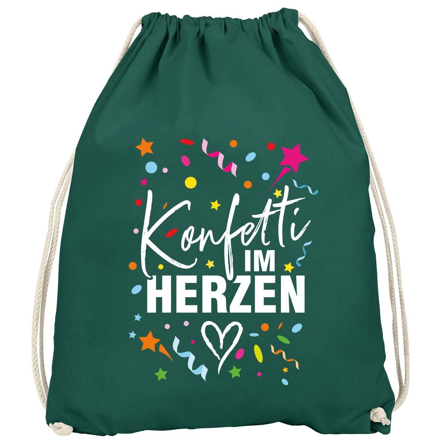 MoonWorks Turnbeutel Turnbeutel Fasching Karneval Konfetti im Herzen Spruch lustig