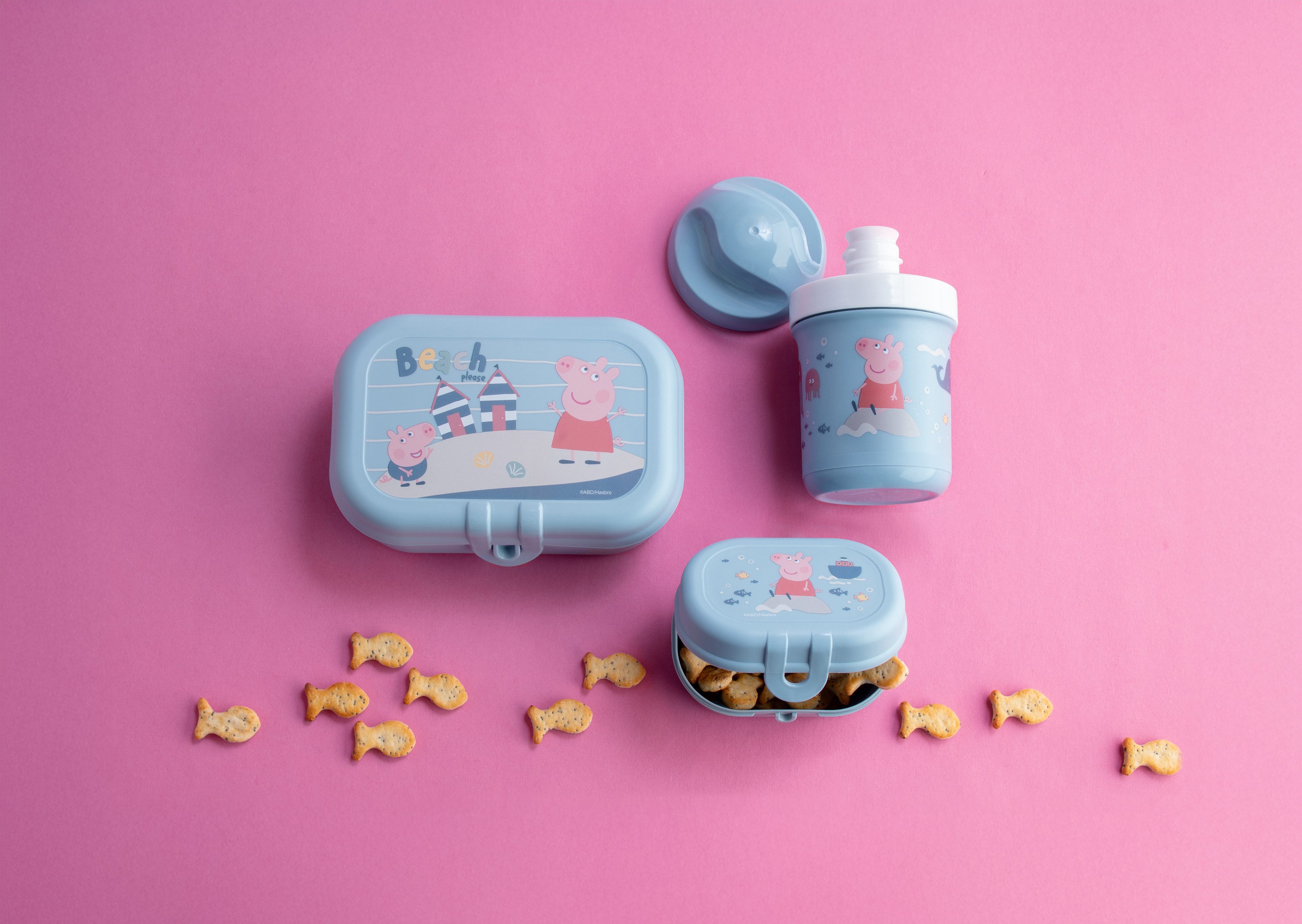 KOZIOL Lunchbox PEPPA PIG WAVES TO GO, Kunststoff, (Set, 3-tlg), inkl. Trinkflasche, melaminfrei, CO² neutrale Produktion