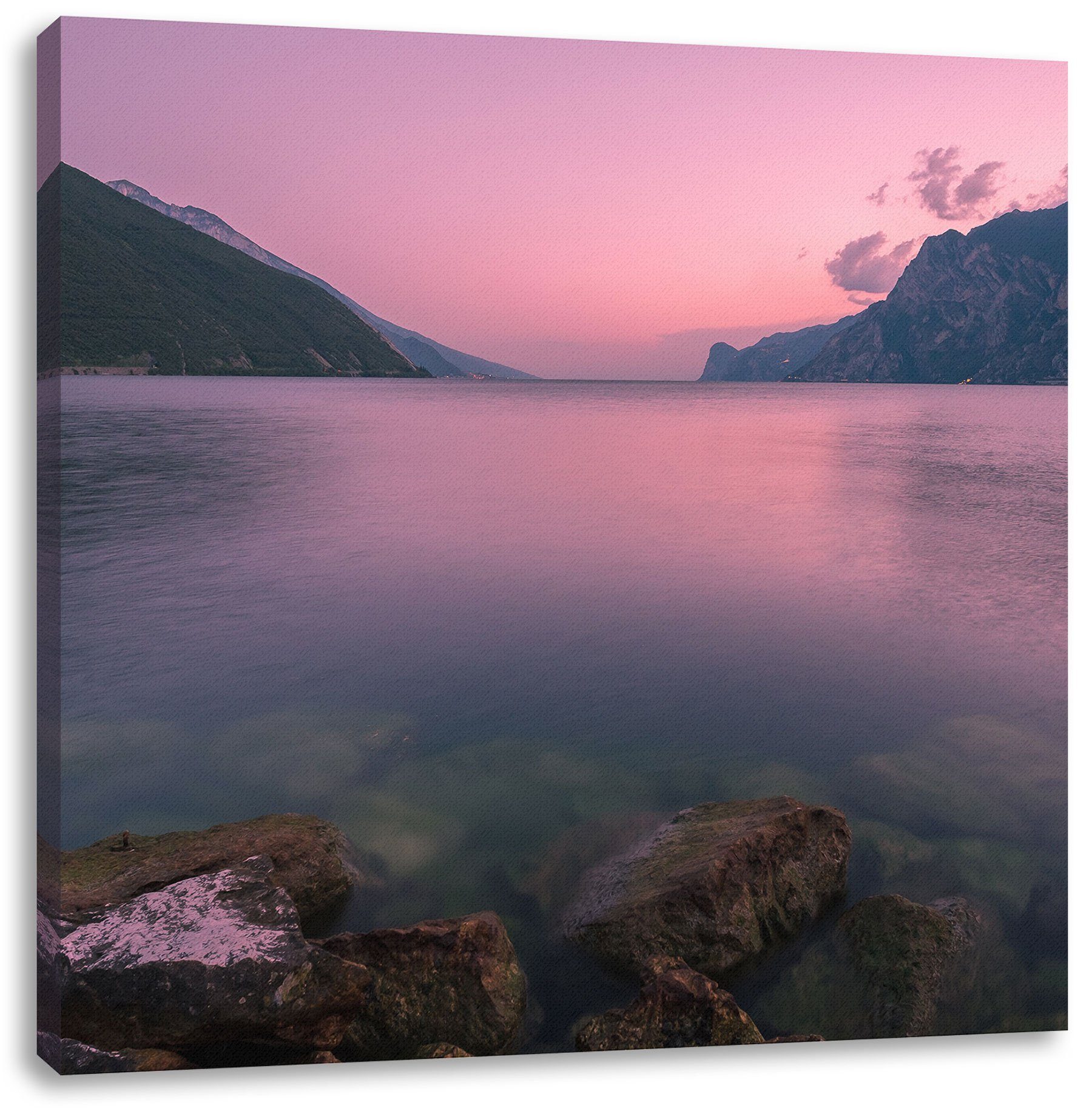 fertig Gardasee St), (1 Pixxprint in Italien, Leinwandbild in Leinwandbild inkl. Italien Zackenaufhänger Gardasee bespannt,