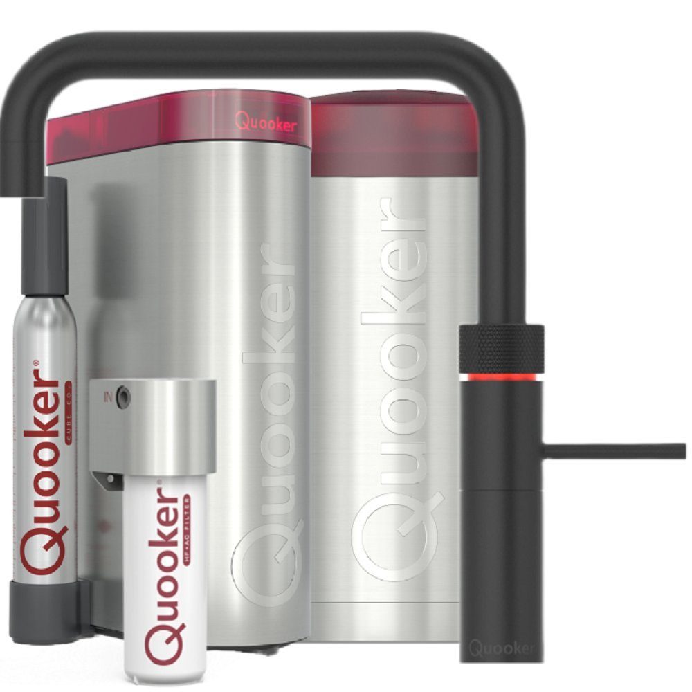 QUOOKER Küchenarmatur Fusion Square Set mit COMBI, CUBE schwarz FNSBLK COMBI CUBE2 *inkl. 7 JAHRE GARANTIE*