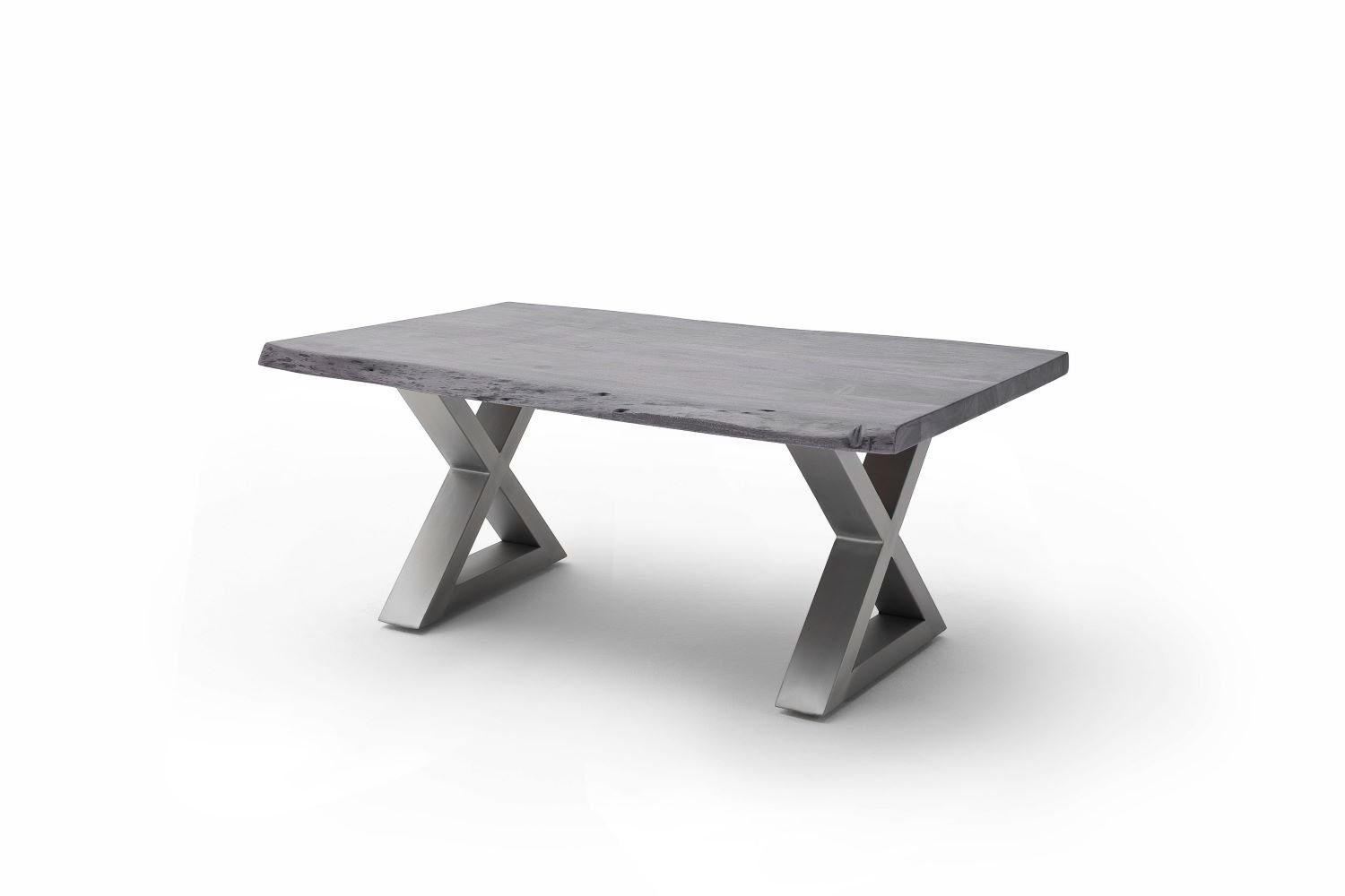 MCA furniture Couchtisch Baumkante Akazie-massiv X-Form Cartagen, grau rechteckig