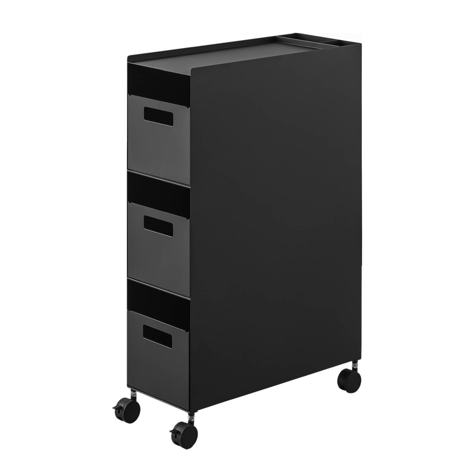 Yamazaki Regal "Tower" Aufbewahrungsregal 3 Körbe mit Rollen 17x58x43 cm, - 1-tlg., Nischenregal, 2 Fächer auf der Rückseite, Ablage Oberseite