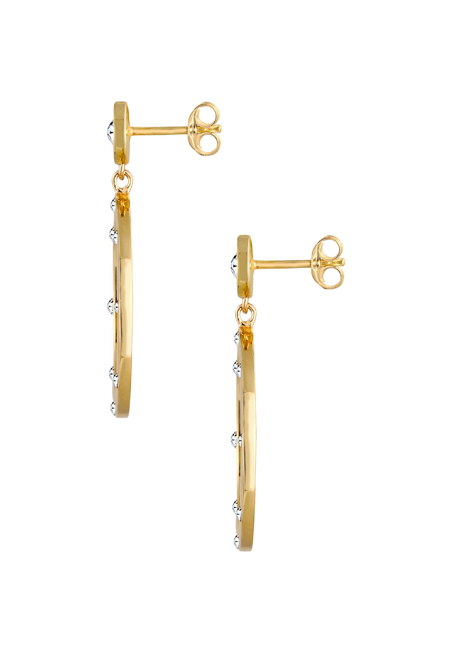 Ohrhänger 925 vergoldet Kristalle Geo Kreis Paar Silber Elli Premium