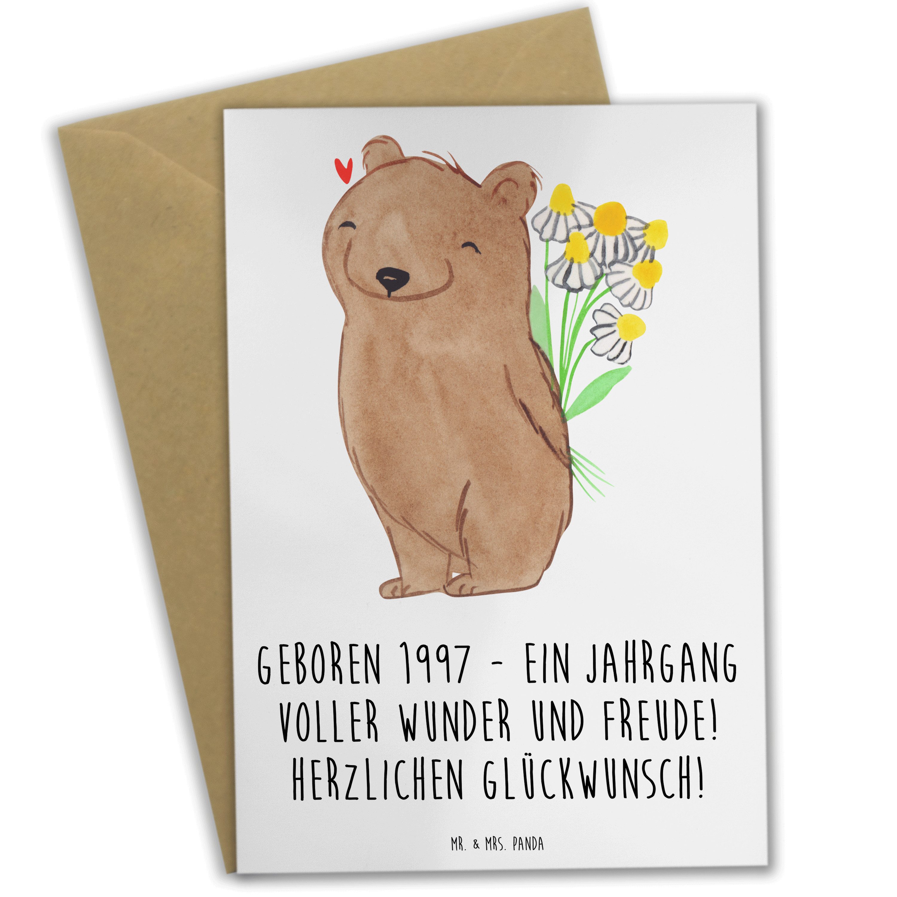 Grußkarte 1997 Geburtstag - Weiß - Geschenk, Geburtstagsjahr 1997, Glückwunsch