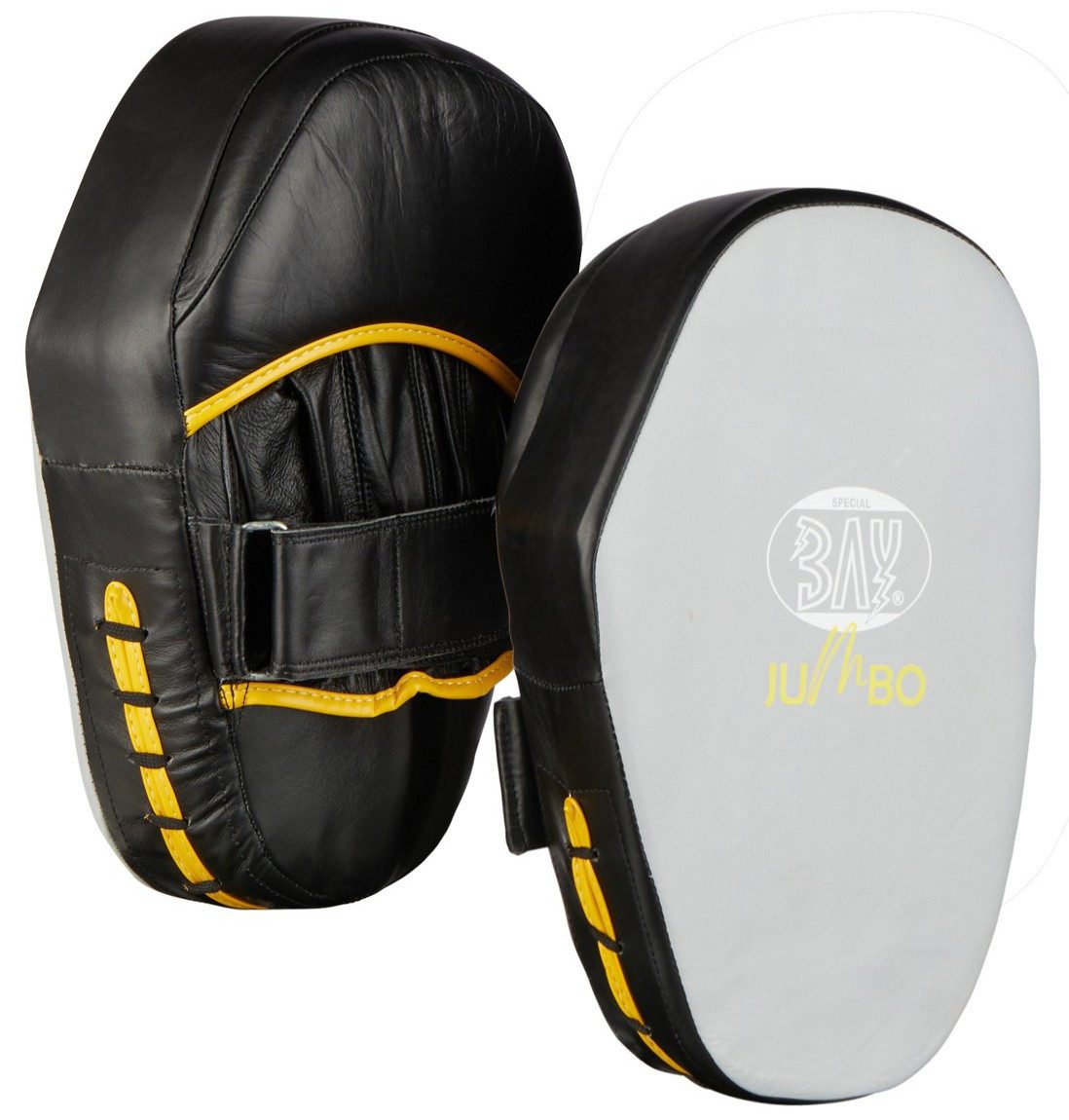 BAY-Sports Schlagpolster Jumbo Line Leder Handpratzen Schlagpolster Coaching Mitt groß Boxen, JUMBO-Format (34 x 22 x 7 cm) – extra große Trefferfläche