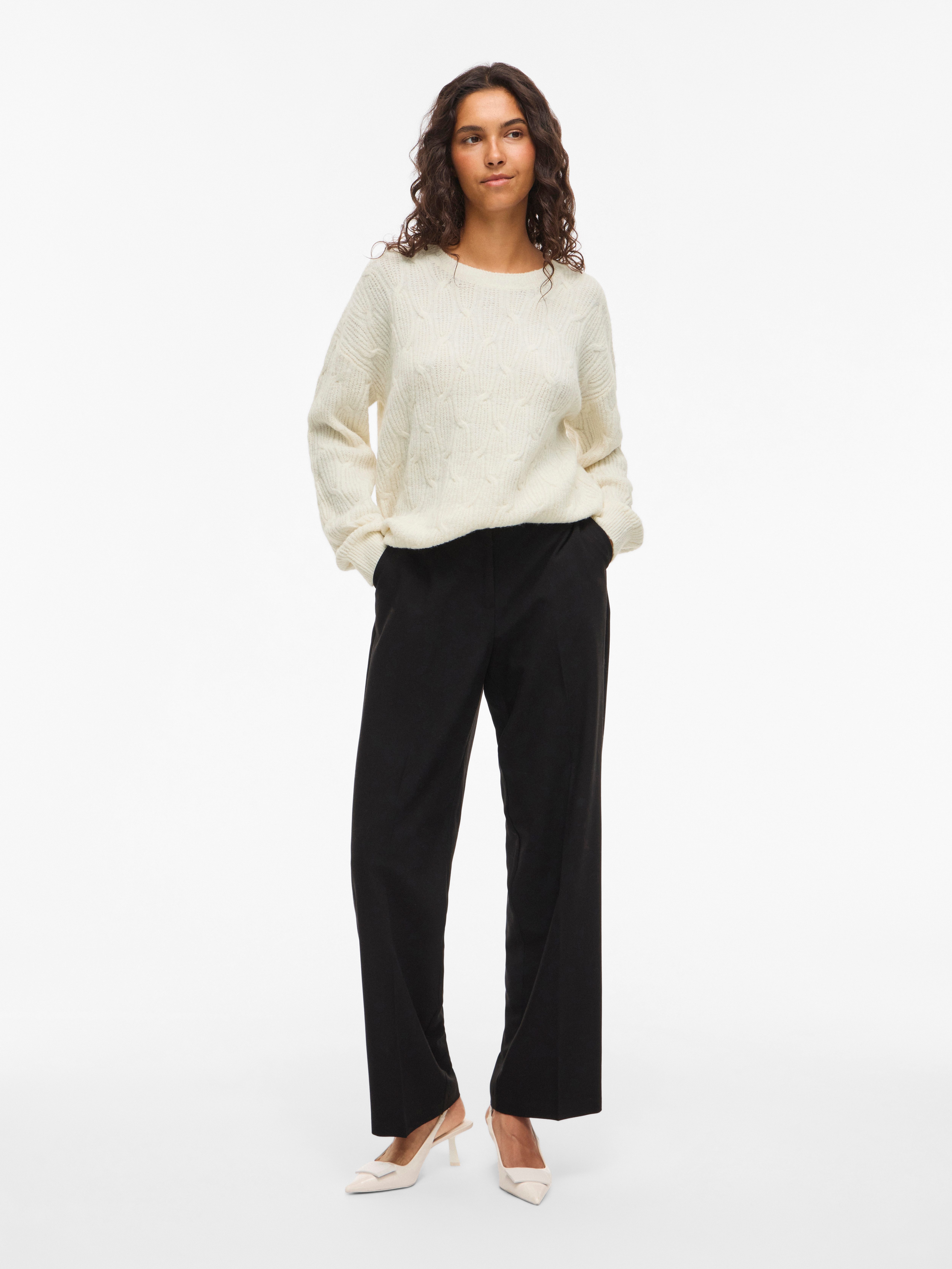 Vila Strickpullover VILASSIA O-NECK L/S CABEL KNIT TOP -NOOS