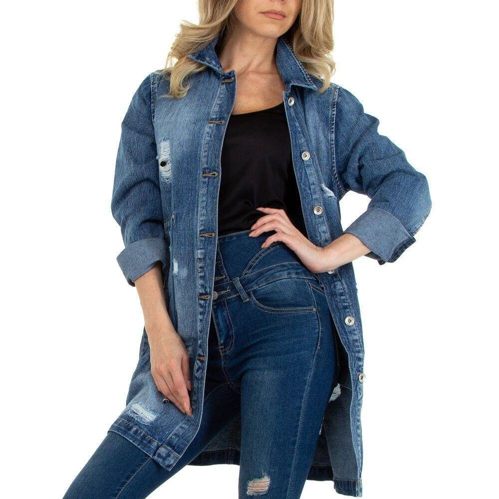 Ital-Design Hemdbluse Damen Freizeit (77187384) Jeansstoff Hemdbluse in Blau