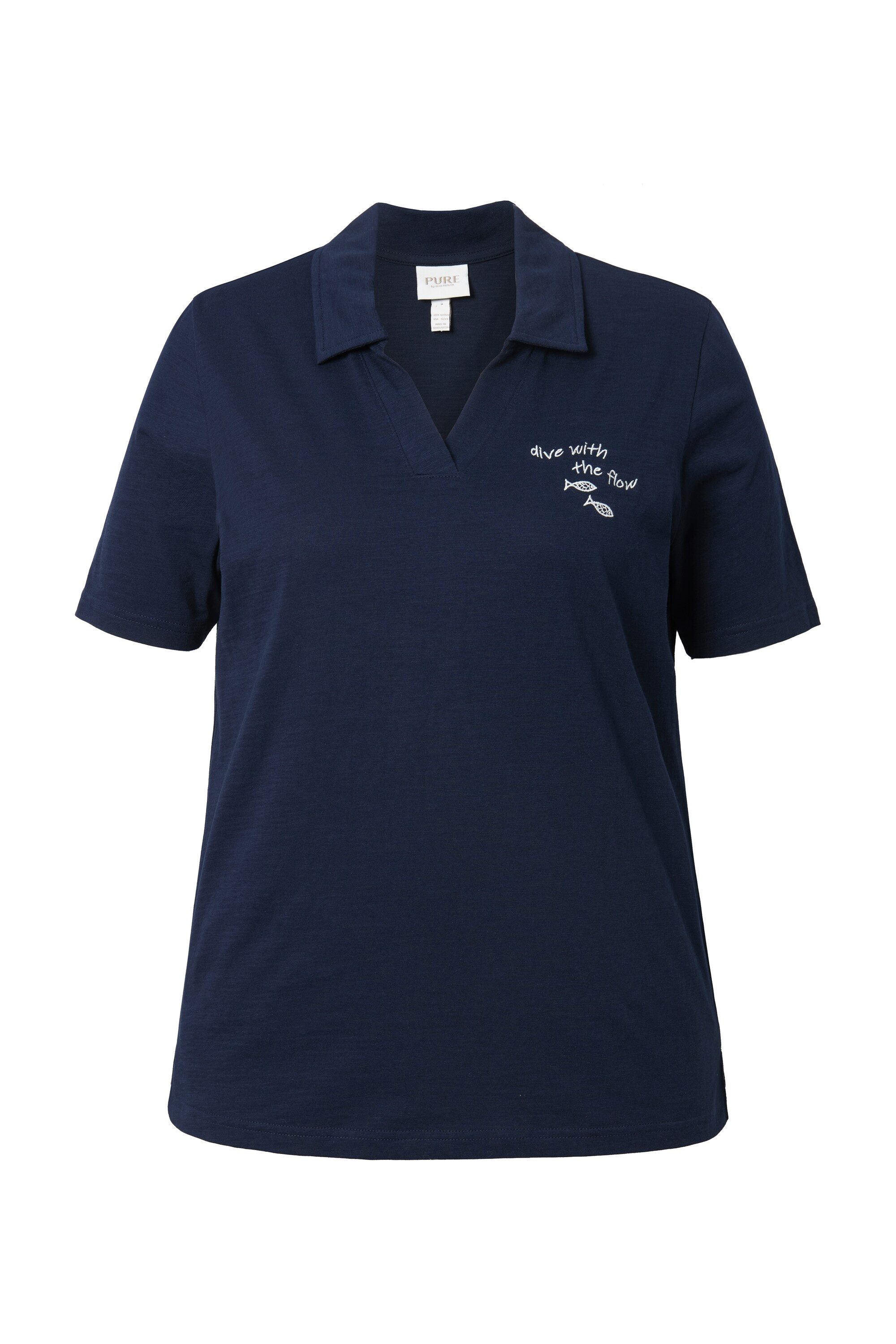 Ulla Popken Poloshirt Poloshirt Stickerei Polokragen günstig online kaufen
