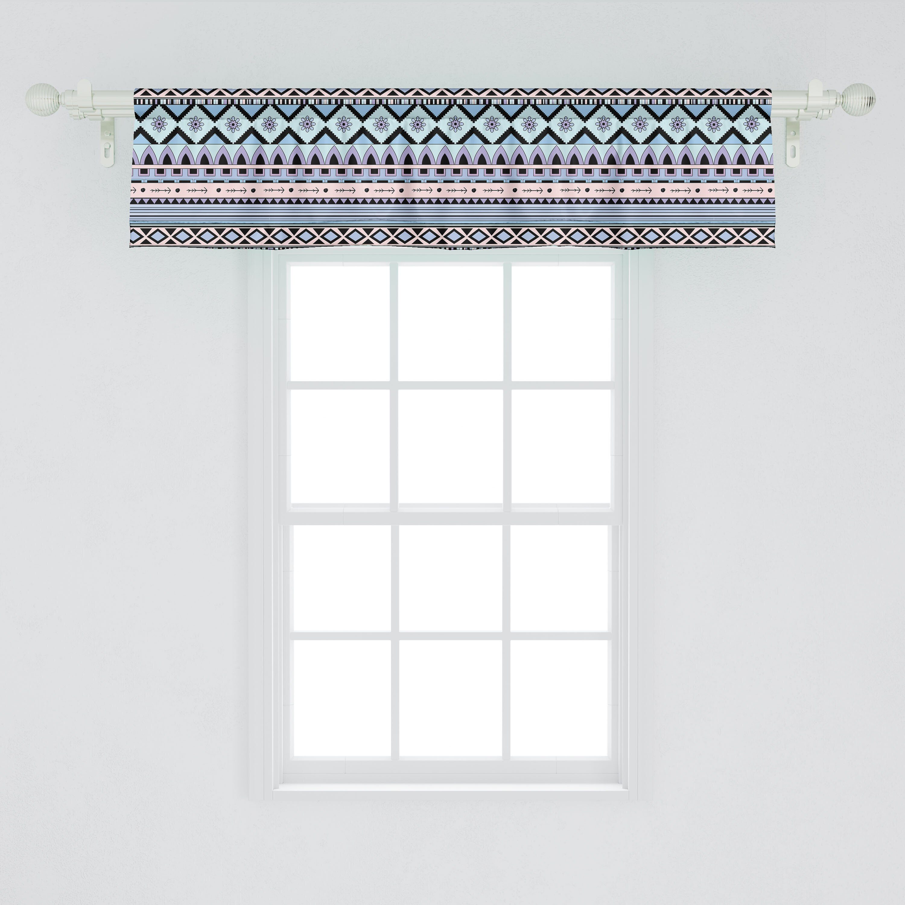 Küche Scheibengardine Spass Vorhang Pastell Microfaser, mit Abstrakt Kreative Stangentasche, Volant Schlafzimmer für Dekor Abakuhaus, Boho