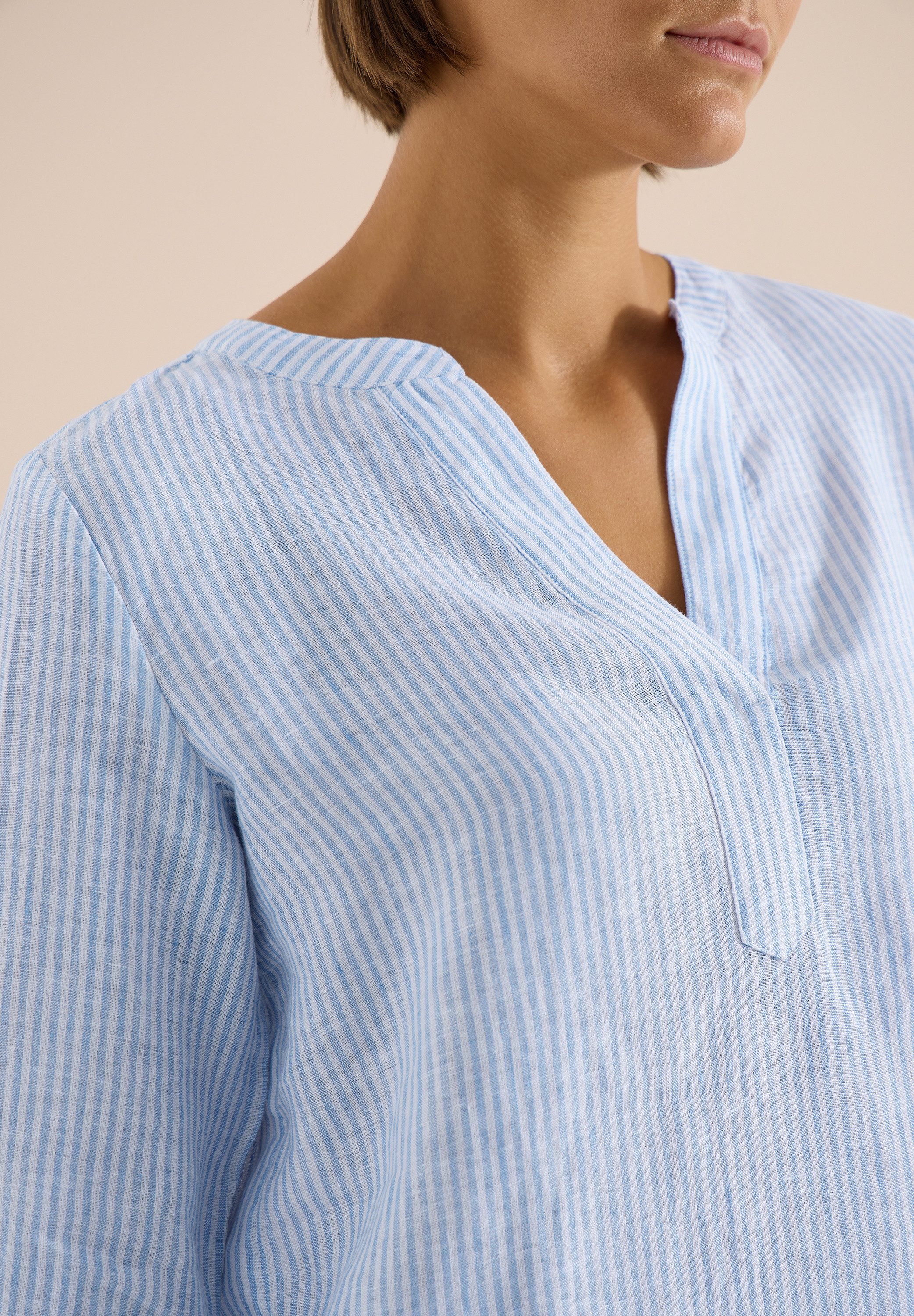 CECIL Schlupfbluse aus sommerlicher Leinenqualität, Streifen-Dessin