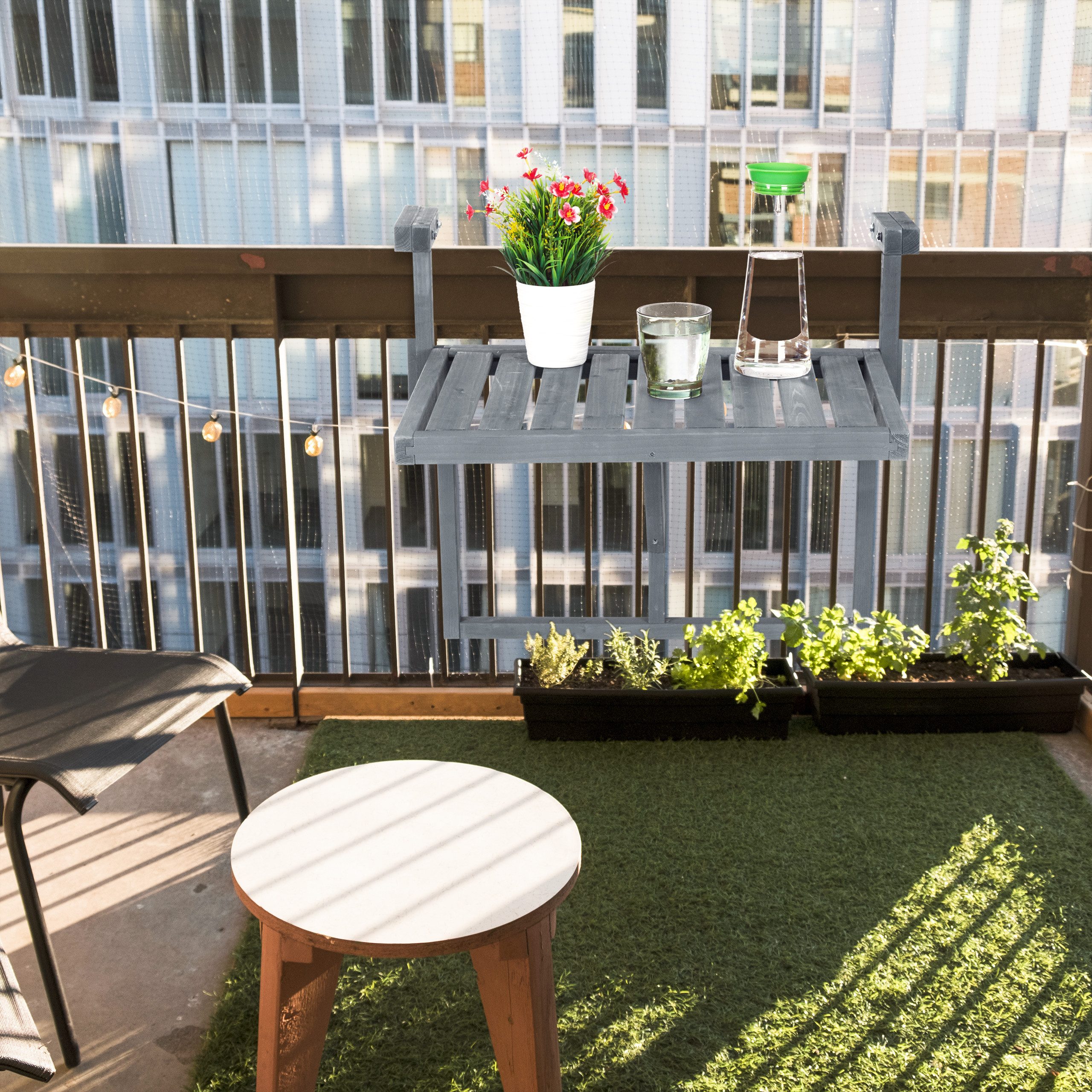 relaxdays Balkonhängetisch Balkon Hängetisch in Grau günstig online kaufen