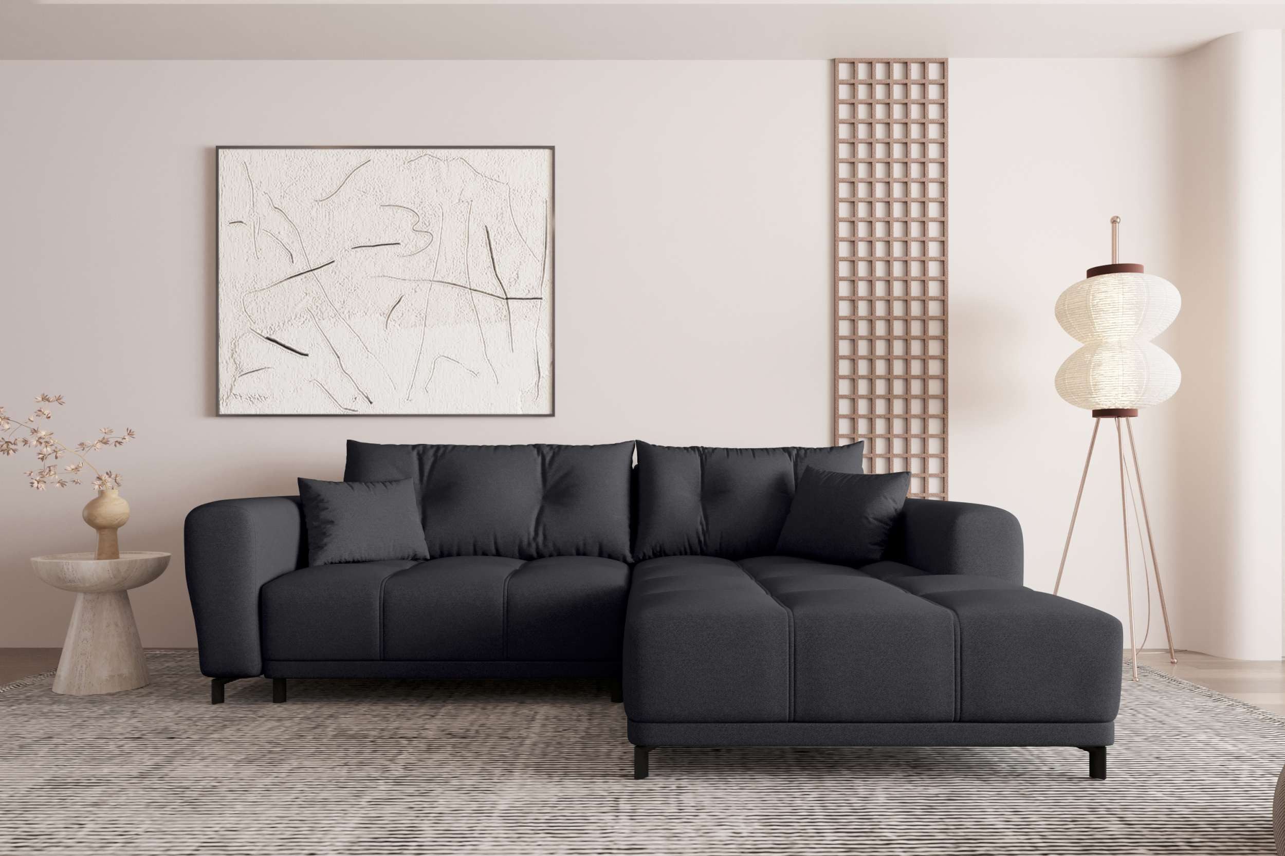 99rooms Ecksofa Massimo, Sofa L-Form, Eckcouch, mit Schlaffunktion,Rundumbezug, in Strukturstoff NEVE