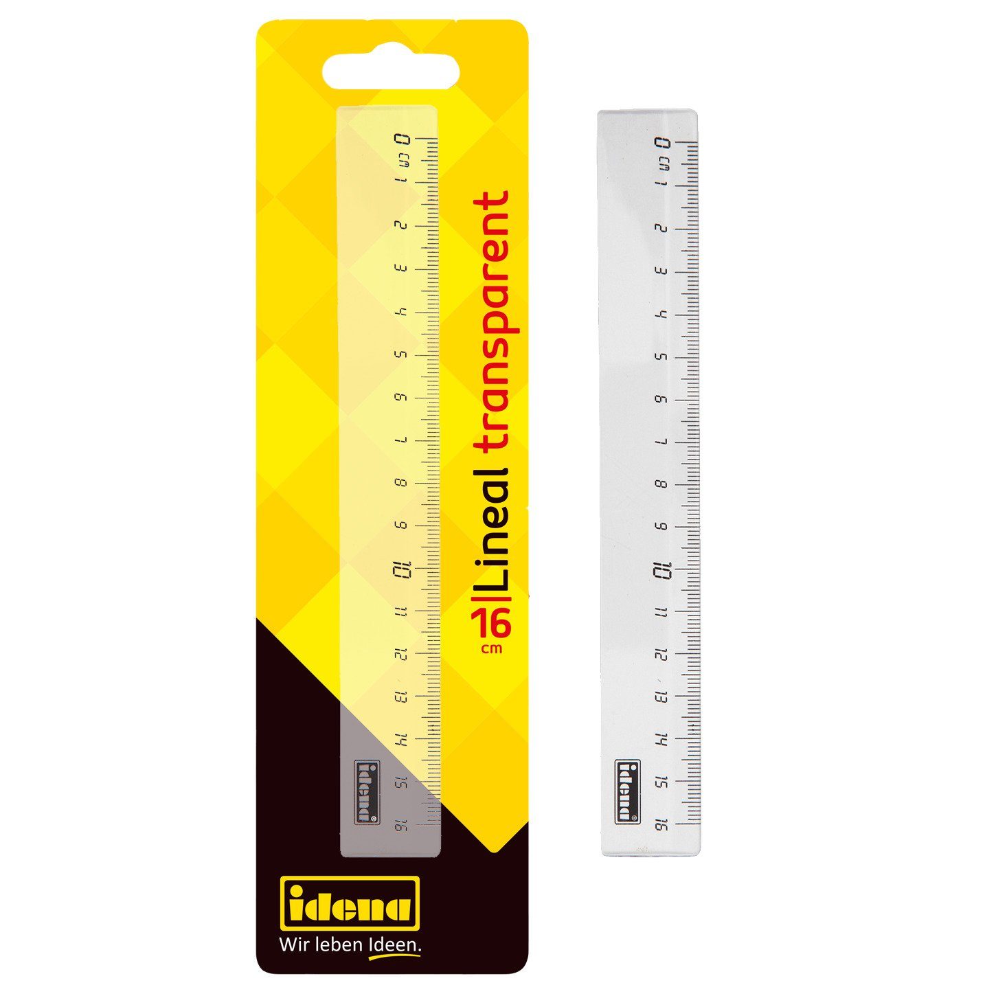 Idena Lineal Idena 602052 - Kunststoff-Lineal mit 16 cm Länge, Millimeter- und