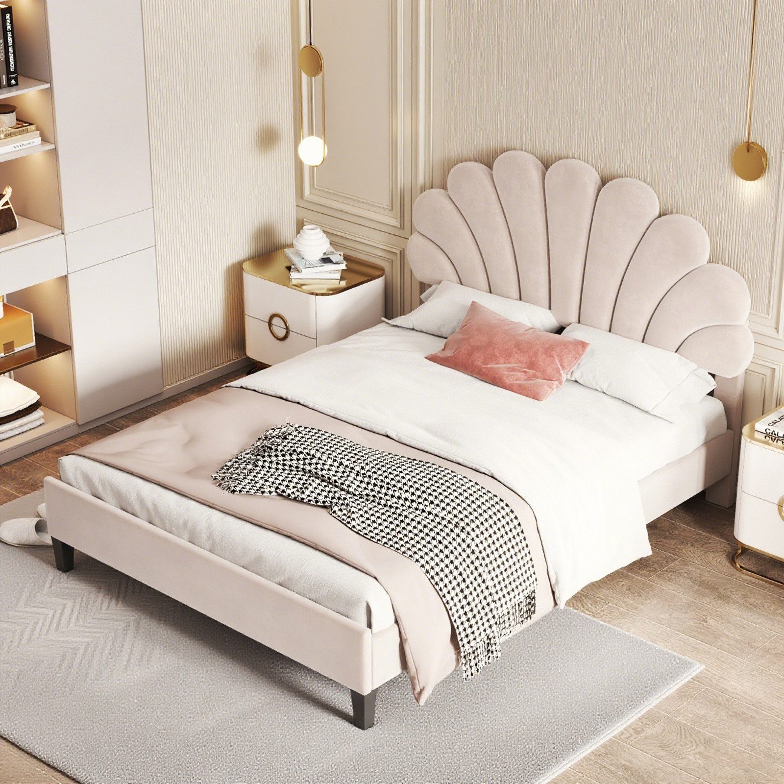 MODFU Polsterbett Funktionsbett (mit Blumen-Kopfteil & günstig online kaufen