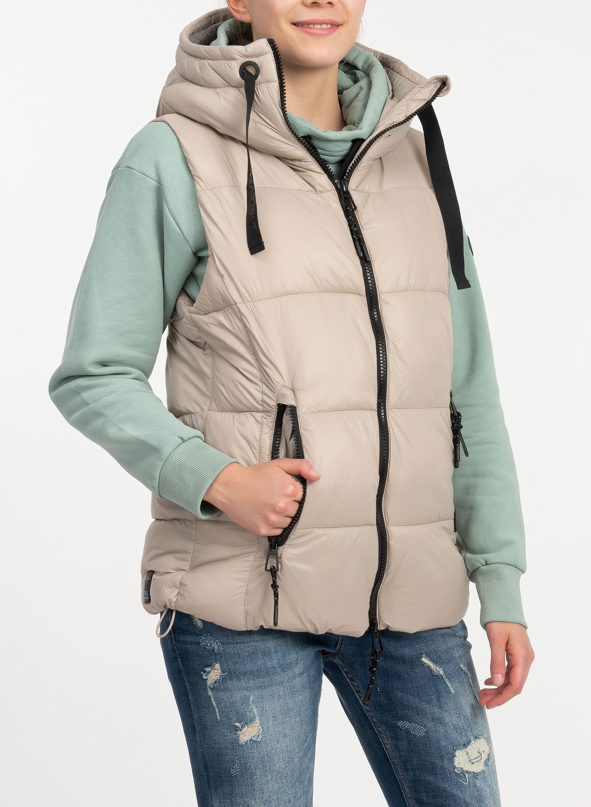 SUBLEVEL Steppweste Damen mit Kapuze Waistcoat günstig online kaufen