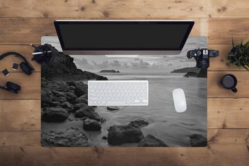 MuchoWow Gaming Mauspad Der Strand von Manuel Antonio in Costa Rica in Schwarz und Weiß (1-St), Büro für Tastatur und Maus, Mousepad Gaming, 90x60 cm, XXL, Großes