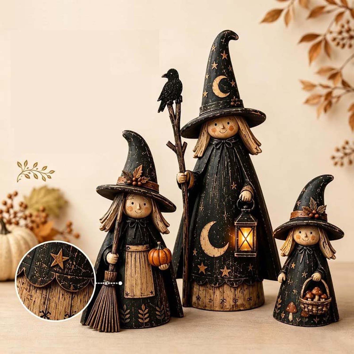 Bomiclss Dekoobjekt 3-teiliges Vintage-Halloween-Innendekorationsset, Herbstdekoration – Bild 3 von 5