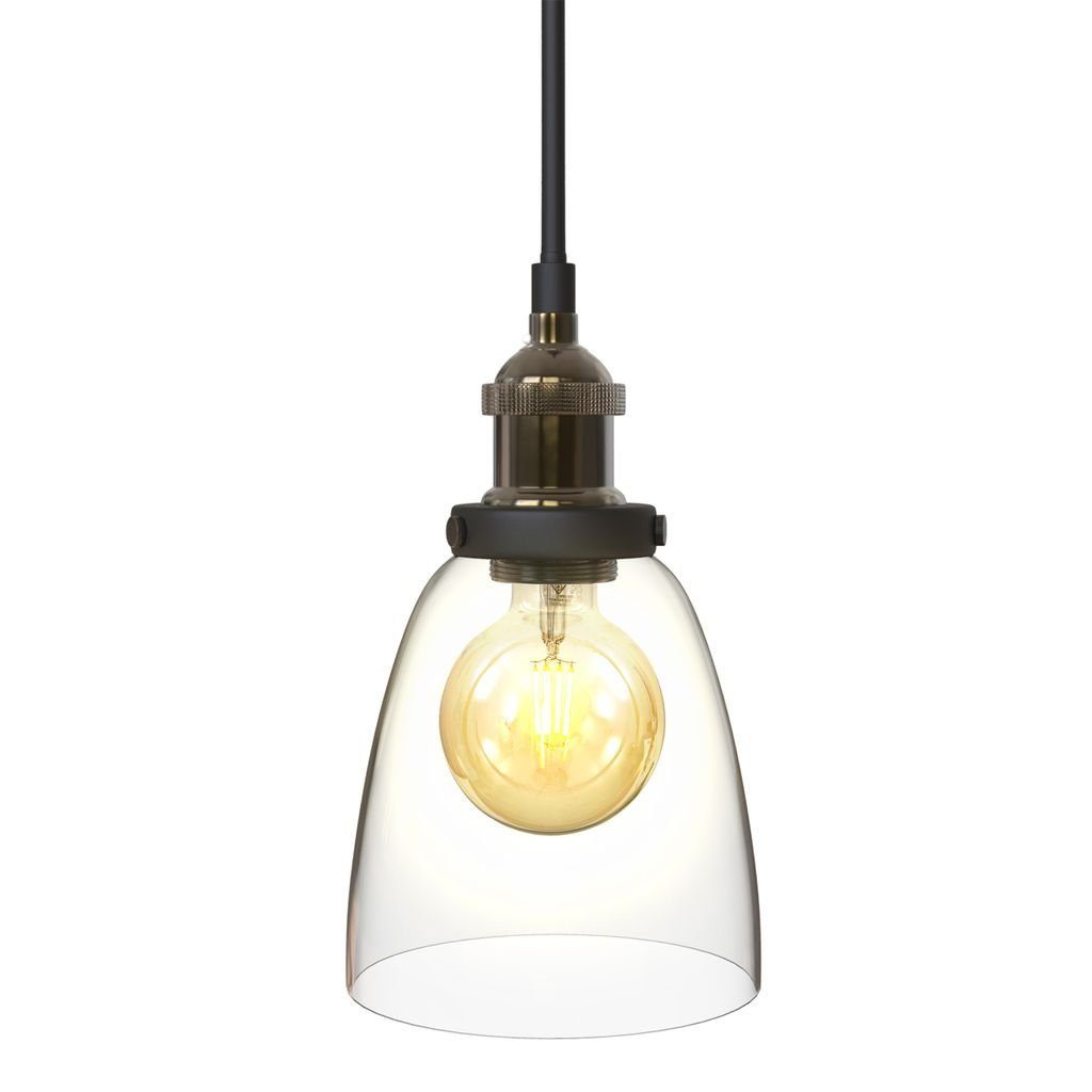B.K.Licht LED Pendelleuchte Messing Glasschirm Vintage Leuchtmittel - Deckenlampe Wohnzimmer Esszimmer BKL1097, 60W Hängelampe wechselbar, E27 Retro Schlafzimmer