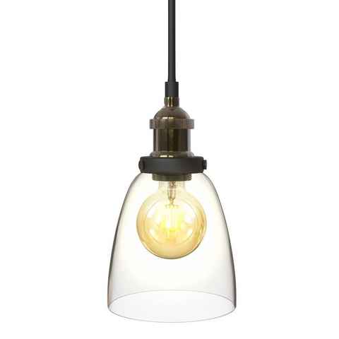 B.K.Licht LED Pendelleuchte Hängelampe Vintage 60W E27 Glasschirm Deckenlampe - BKL1097, Leuchtmittel wechselbar, Retro Messing Wohnzimmer Esszimmer Schlafzimmer