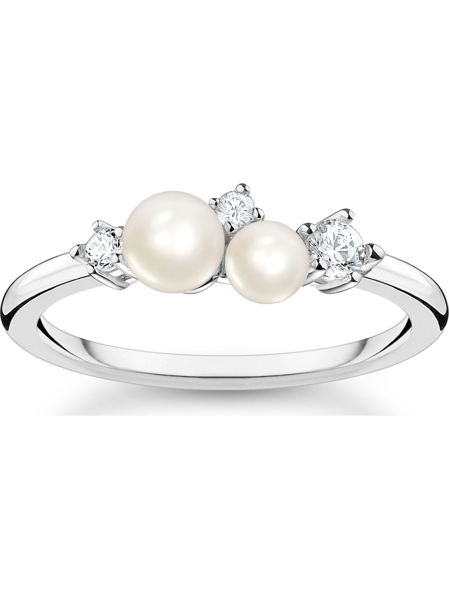 THOMAS SABO Fingerring Thomas Sabo Damen-Damenring 925er Silber Perle, Zirkonia