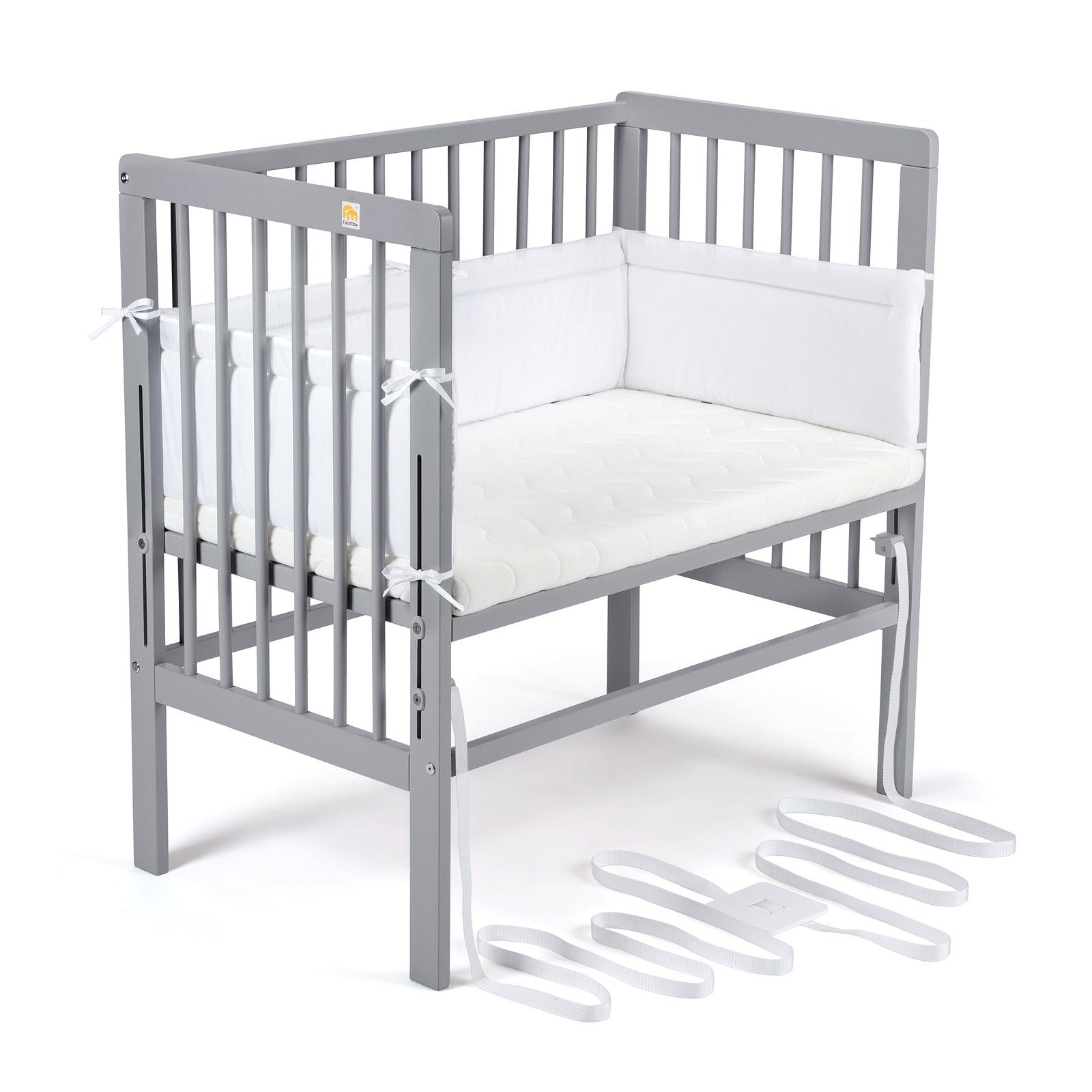 FabiMax Beistellbett Babybett Boxspring grau, 90 günstig online kaufen