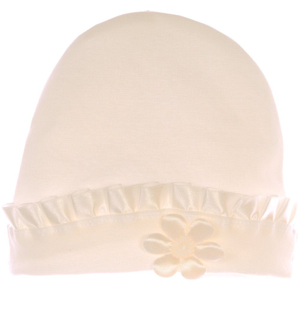 La Bortini Schlupfmütze Babymütze mit Rüschen Baby Mütze in Creme 0Monate bis 3Jahre elestisch, ecry, 32 34 36 38 40 42 44 46 48 50 52