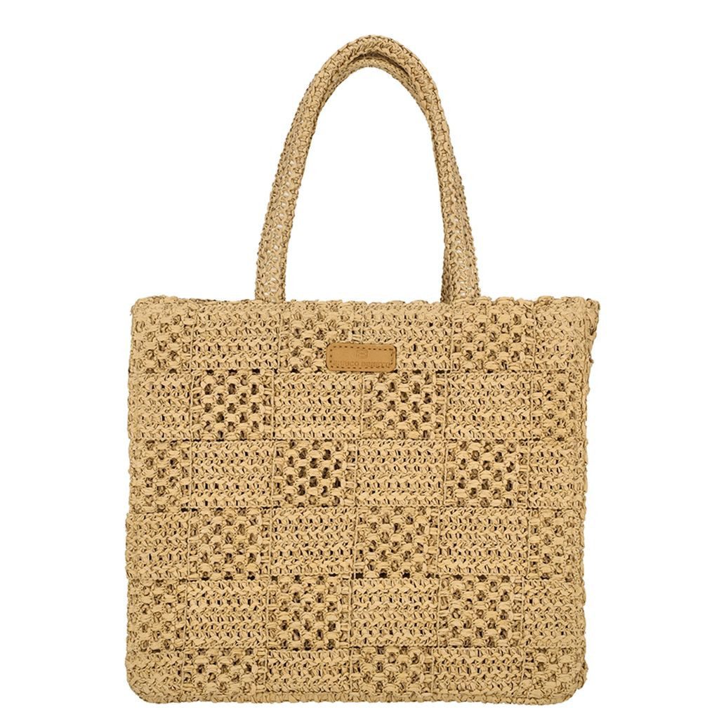 Enrico Benetti Strandtasche Badetasche klein Sommertasche Damen (mit Reißverschluss, leicht), Strohtasche, in schöner Bastoptik