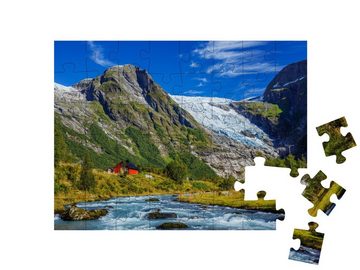 puzzleYOU Puzzle Briksdalsbreen Gletscher in Olden, Norwegen, 48 Puzzleteile, puzzleYOU-Kollektionen Skandinavien