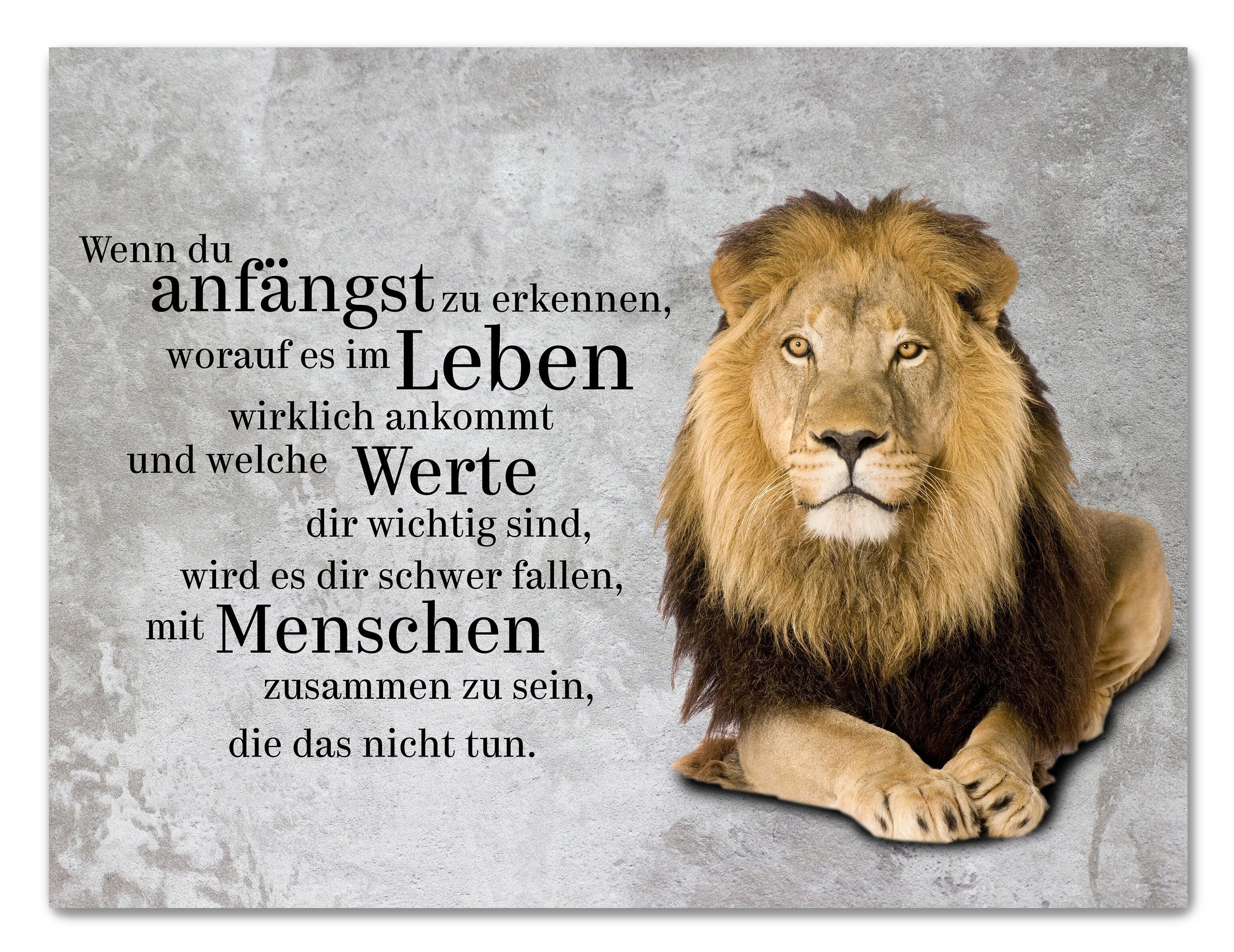 wandmotiv24 Leinwandbild Motivation, Querformat, welche Werte, Löwe