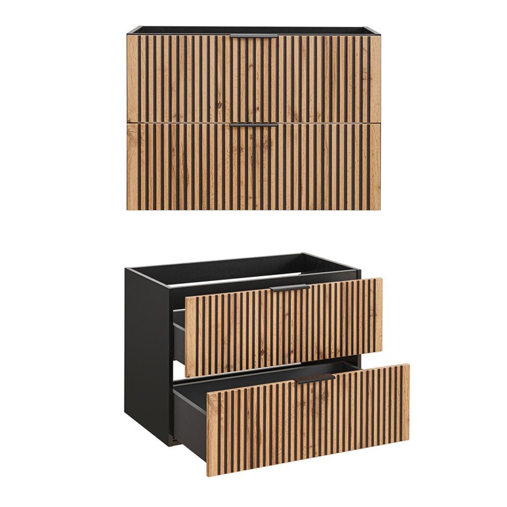 Lomadox Waschbeckenschrank XANTEN-56 anthrazit, Wotan Eiche Nb., Auszüge, S günstig online kaufen