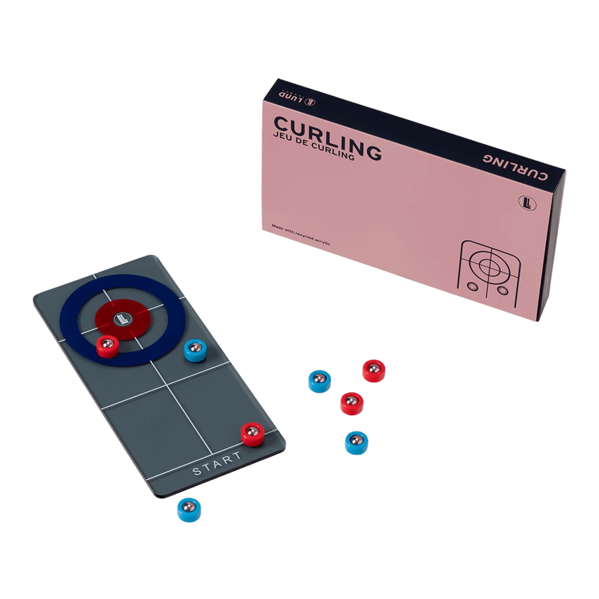 Lund Design House Spiel Lund Design House Acrylic Games Curling Spiel aus recyceltem Acryl, Tischcurling