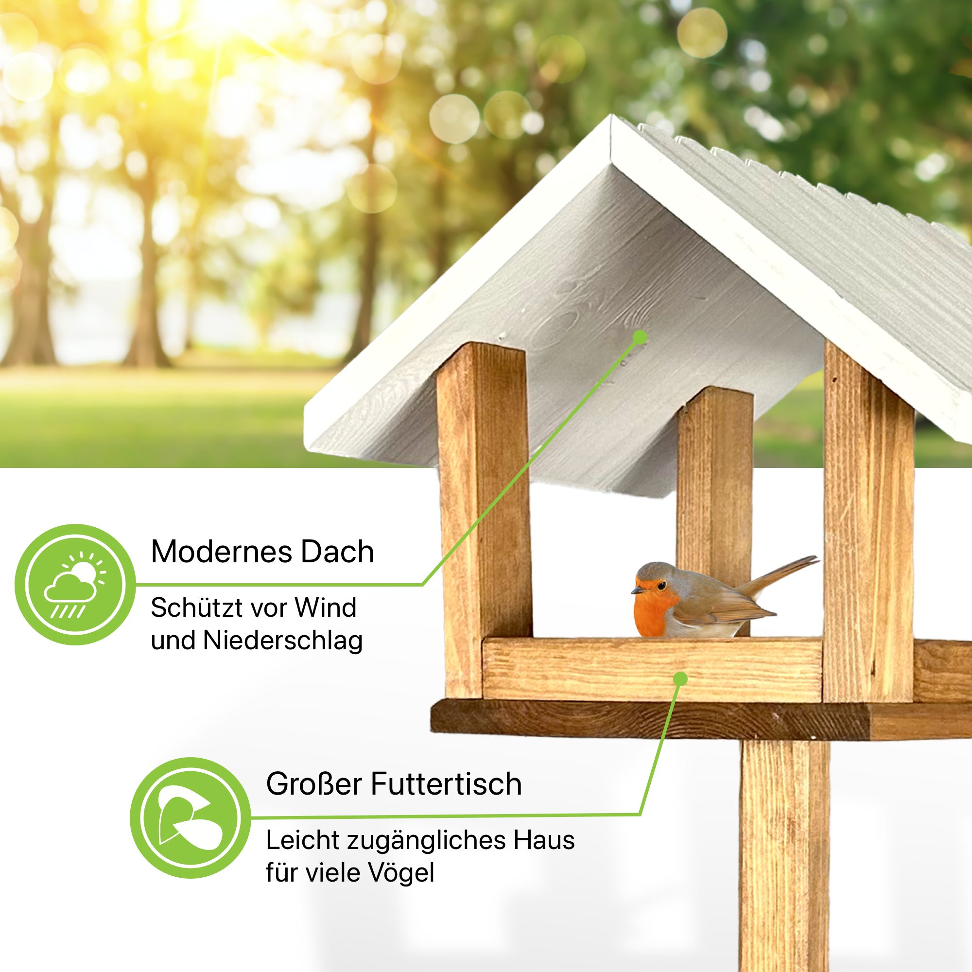 gartenetage Vogelhaus Massives Vogelhaus Holz mit Erdspieß, Wetterfest / Vogelhäuschen für Ihren Garten
