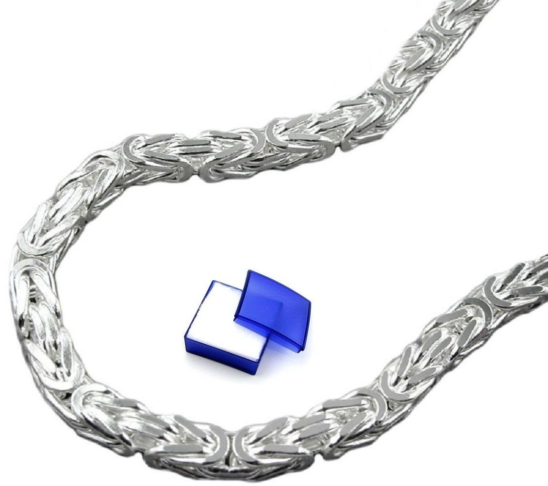 Herren Schmuck unbespielt Silberkette Halskette Kette 3 mm Königskette vierkant glänzend 925 Silber 50 cm inklusive Schmuckbox, 