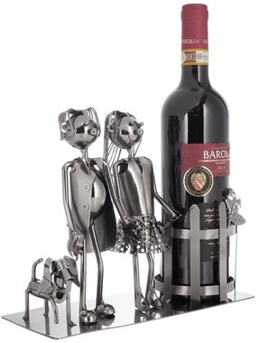 BRUBAKER Weinflaschenhalter Paar mit Hund Flaschenhalter, (inklusive Grußkarte), Weinhalter Metall Skulptur, romantisches Geschenk