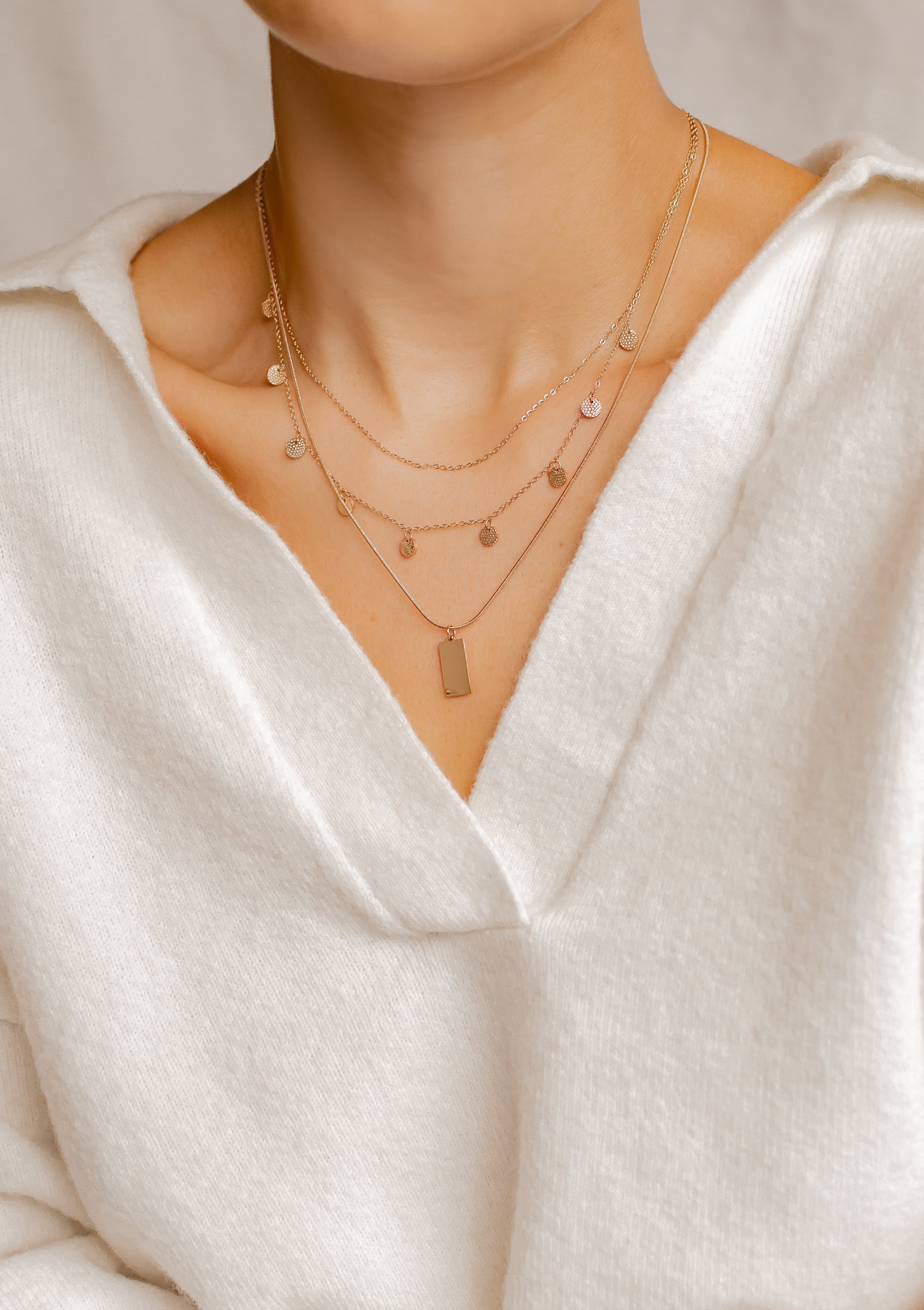 Hey Happiness Charm-Ketten-Set 2er Damen Layer mehrreihig, 18K Roségold Ver günstig online kaufen