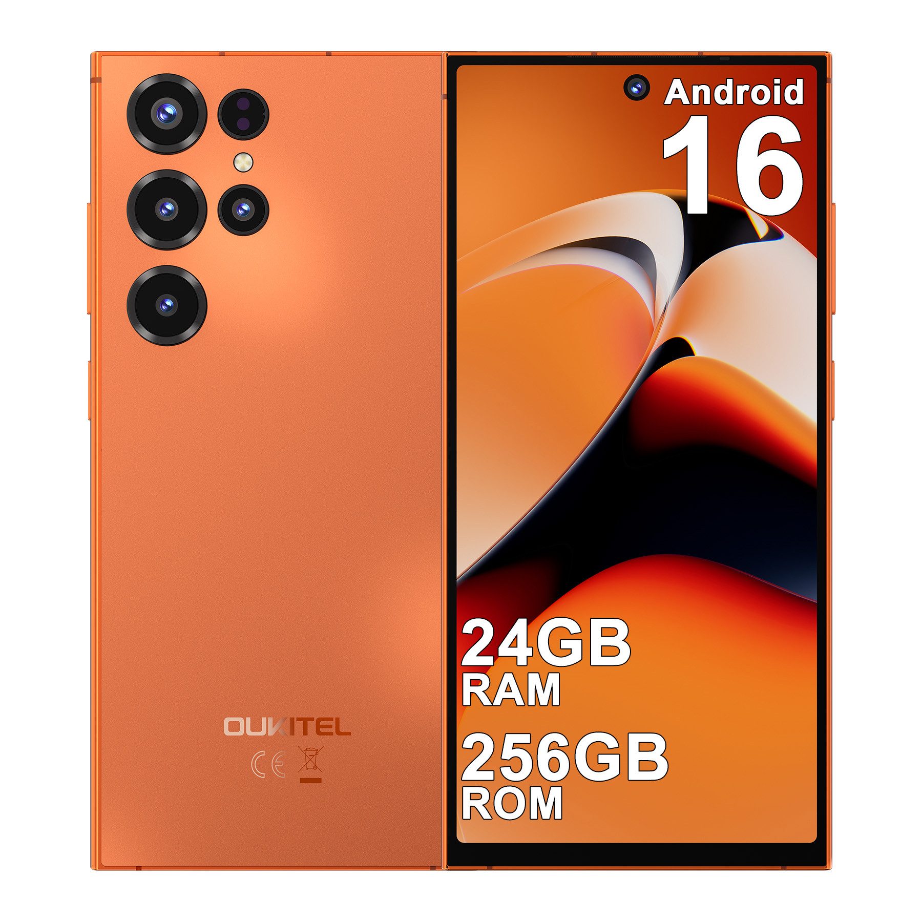 OUKITEL C67 24GB RAM+256GB ROM/TF 1TB, Android 16 Smartphone (17,10 cm/6.73 Zoll, 256 GB Speicherplatz, 64 MP Kamera, 6,73" HD+ 120Hz, 64MP+8MP, 5000mAh, Dual SIM/ OTG/ GPS/ NFC)