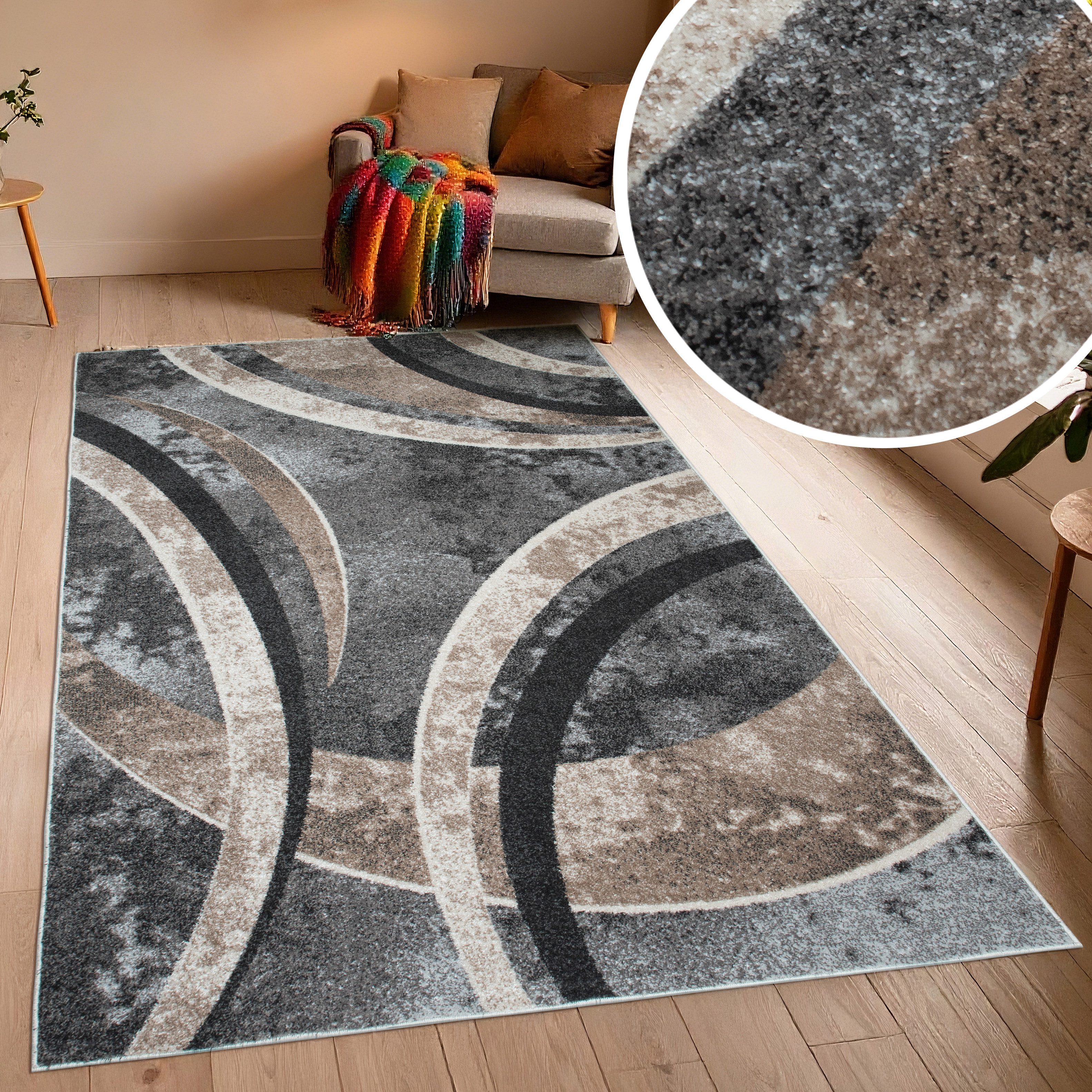 OTTO home Teppich Flow, geometrisches Design, rechteckig, Höhe: 9 mm, grafisch, abstrakt, elegant, Wohnzimmer, Schlafzimmer